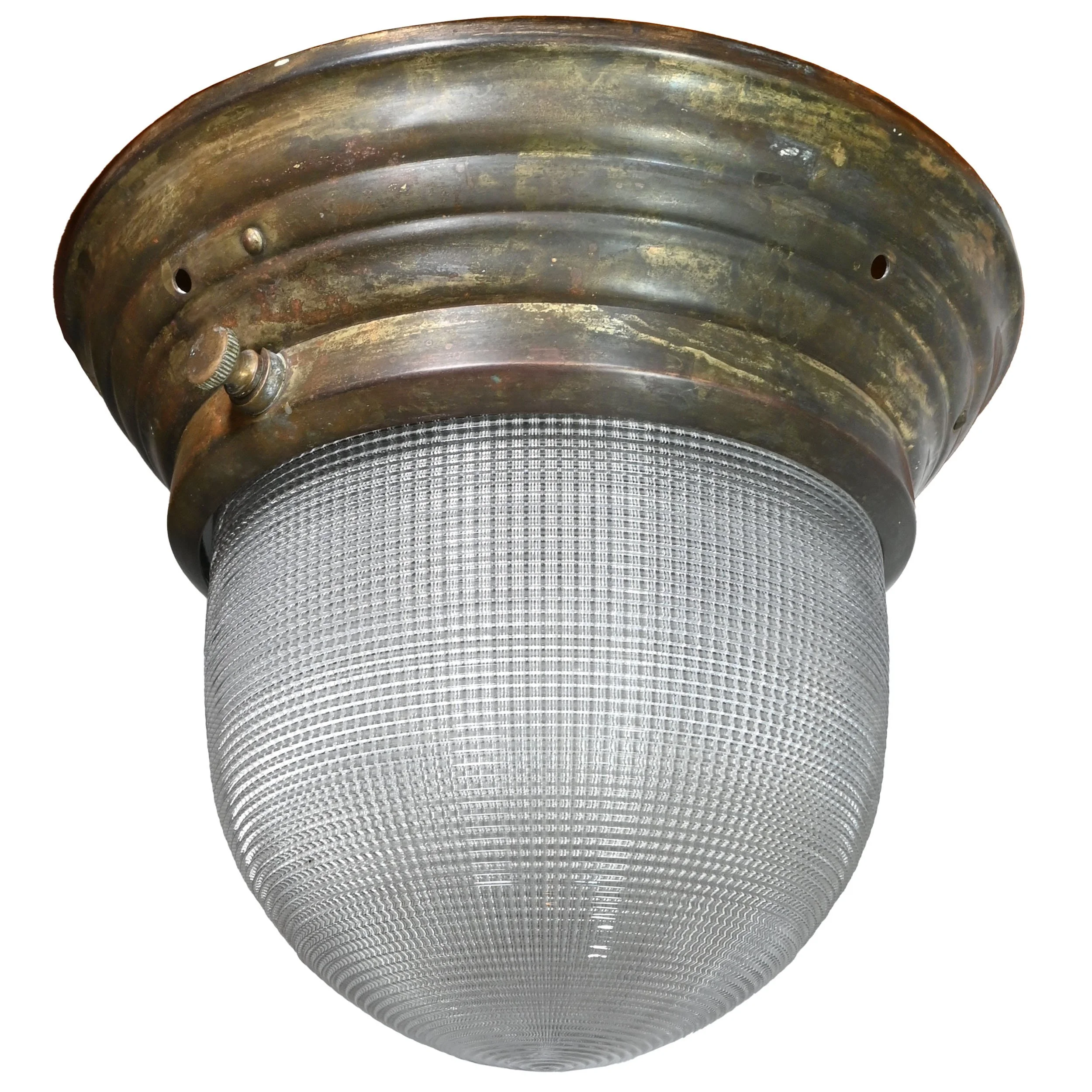 27318 holophane dome shade on hinged brass flush mount 1.jpg