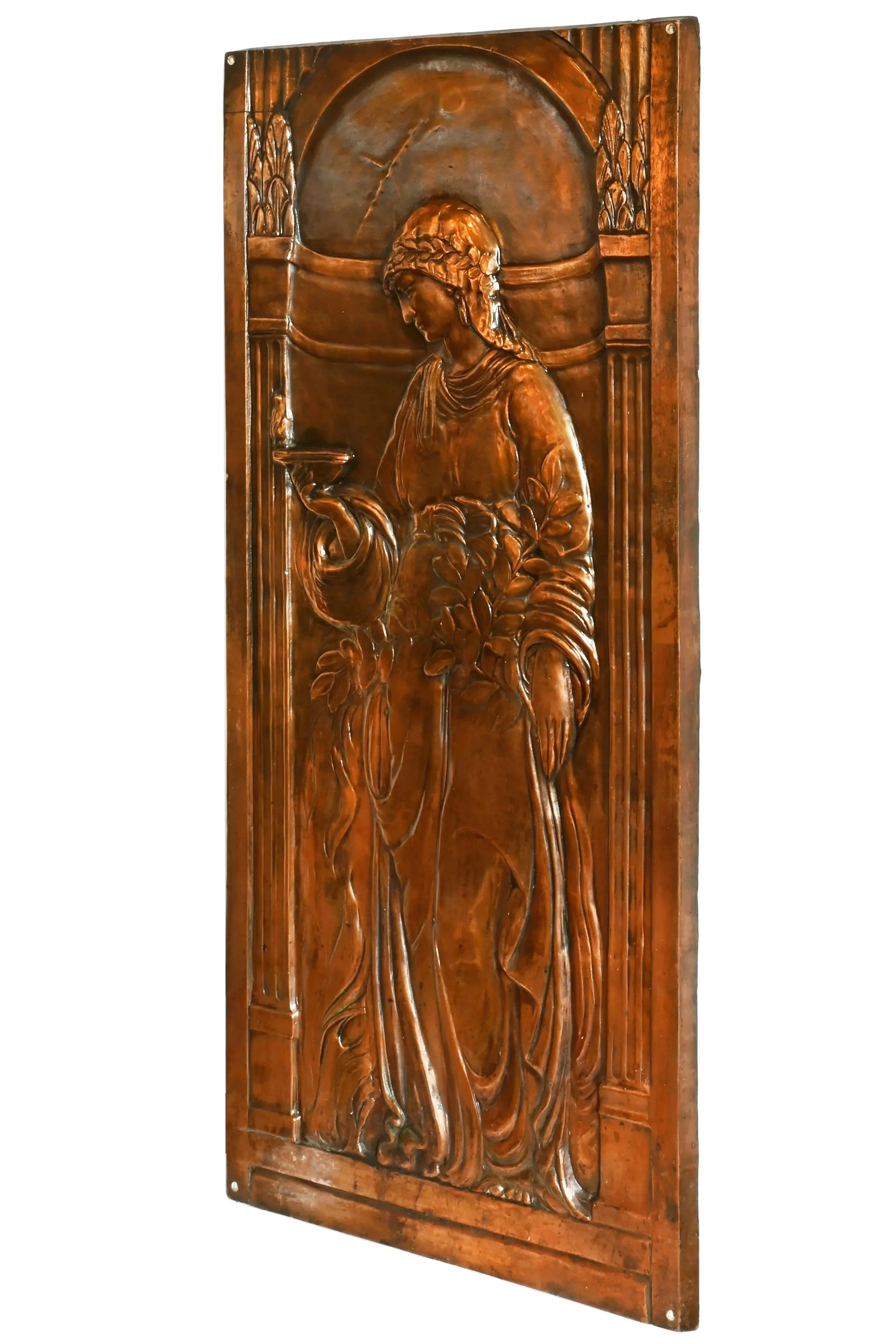 27788+art+nouveau+brass+plated+embossed+panel+with+grecian+woman+2.jpg