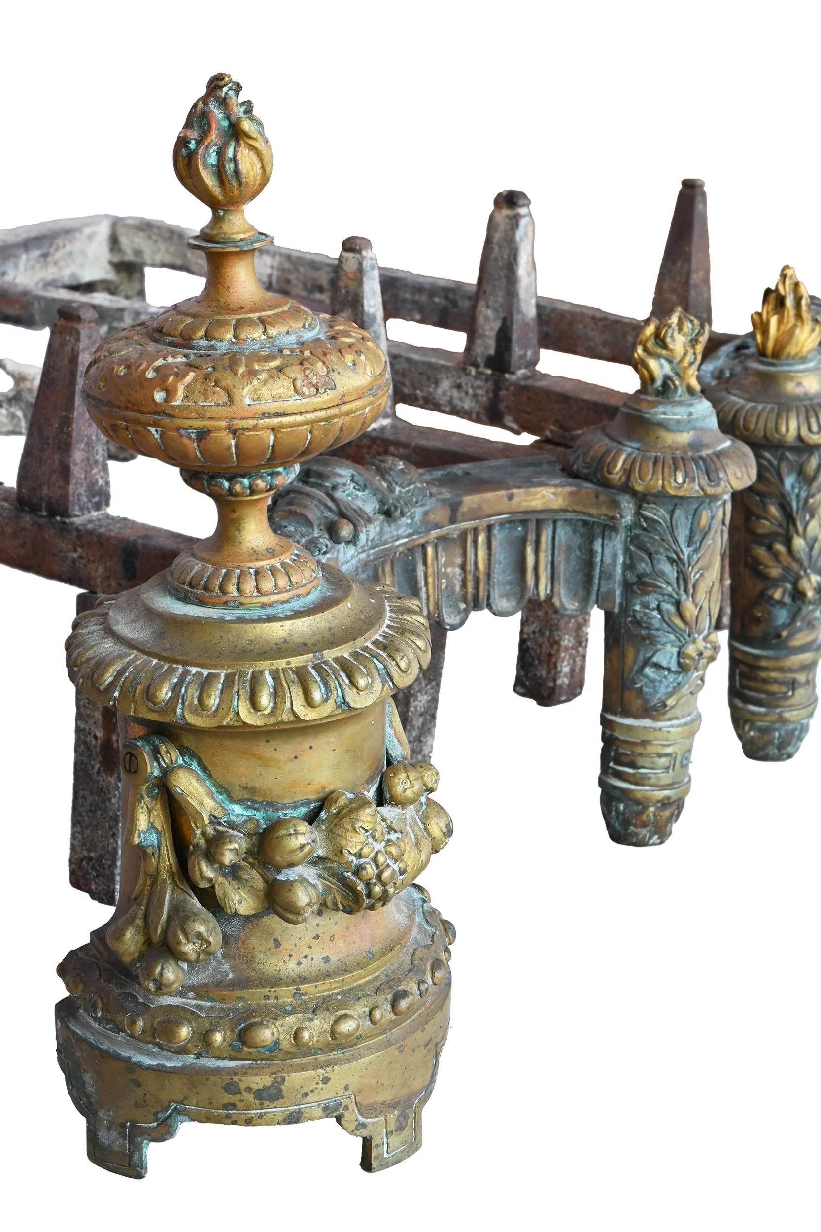 27689 pair cast iron and brass rococo andirons 2.jpg