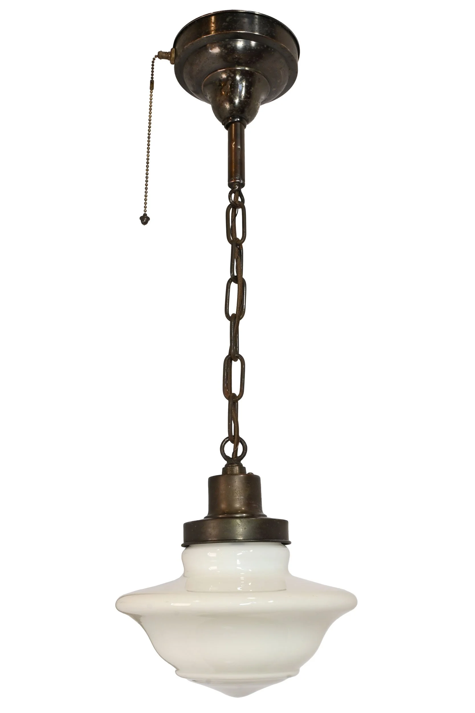 27125 brass pendant with unique milk glass saucer shade 1.jpg