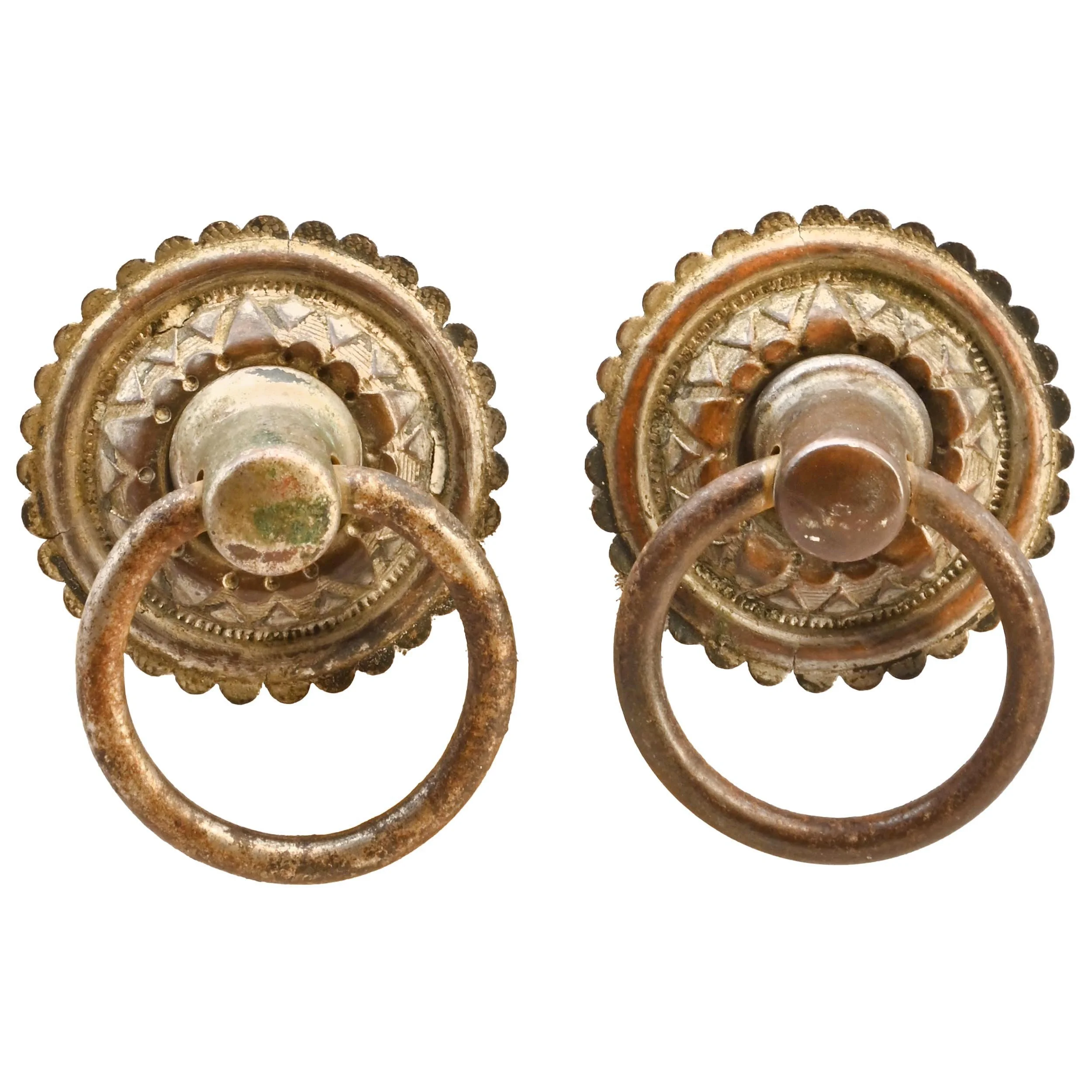 ornate stamped steel ring pull pair