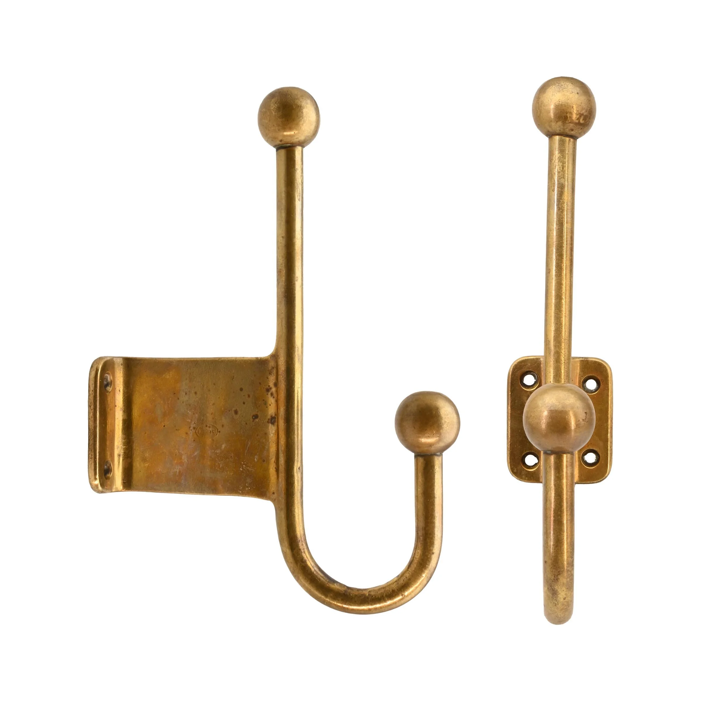 cast brass vintage unique hat and cloak two arm hook