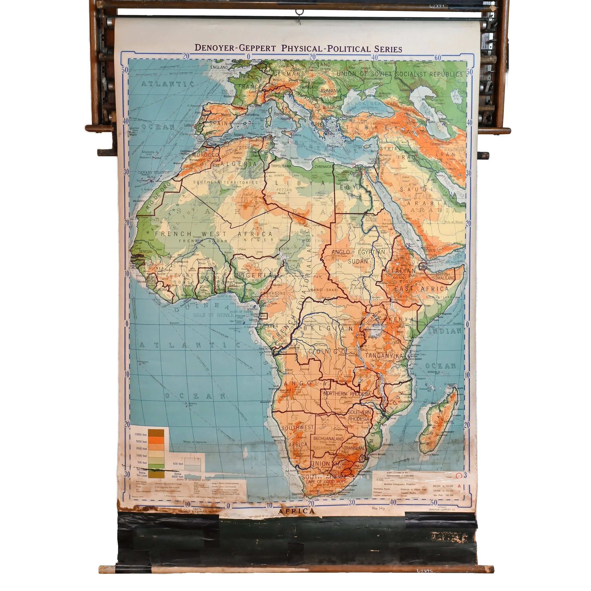 denoyer-geppert physical political series africa map