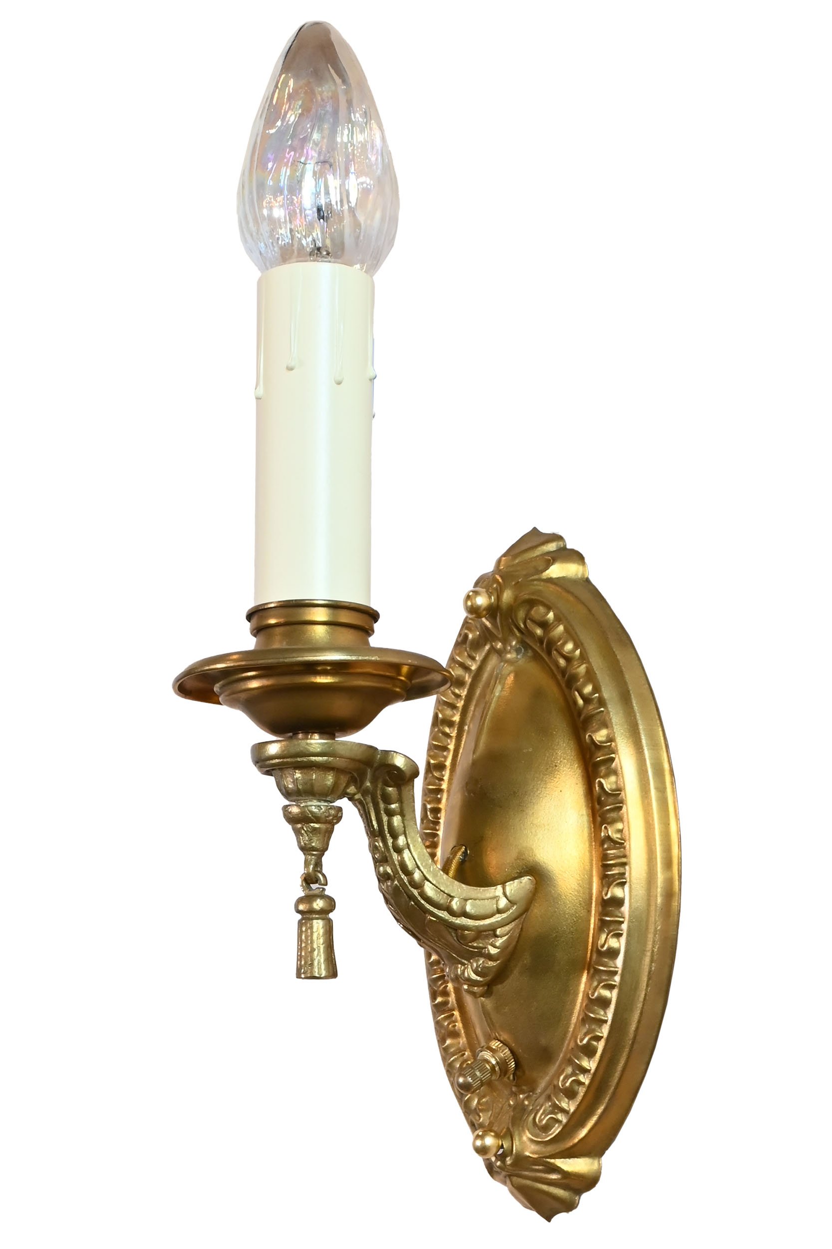 27829 pair of stamped brass oval single candle sconces with bellflower border 2.jpg