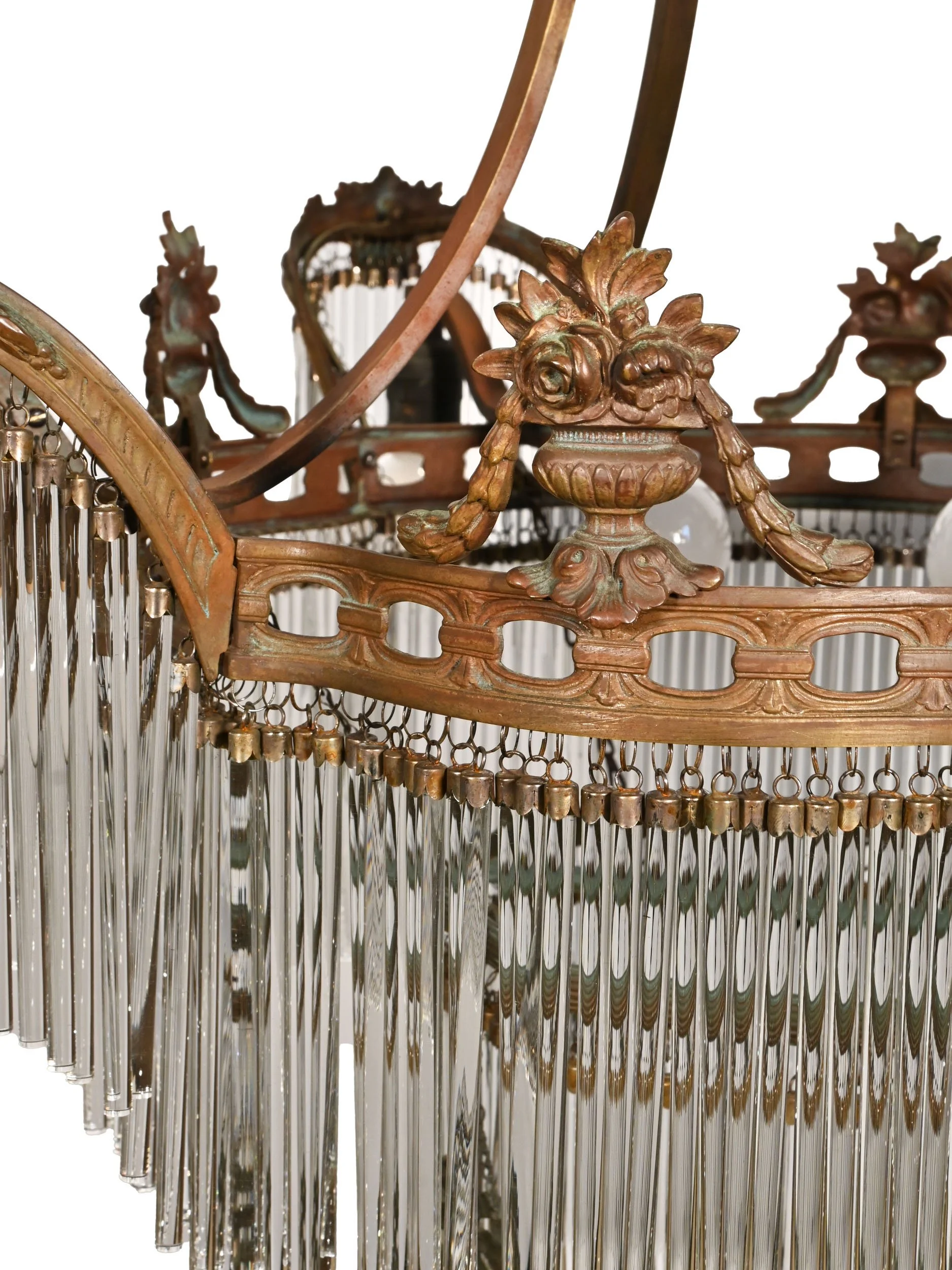 27000 verdigris cast bronze layered pencil prism chandelier 4.jpg