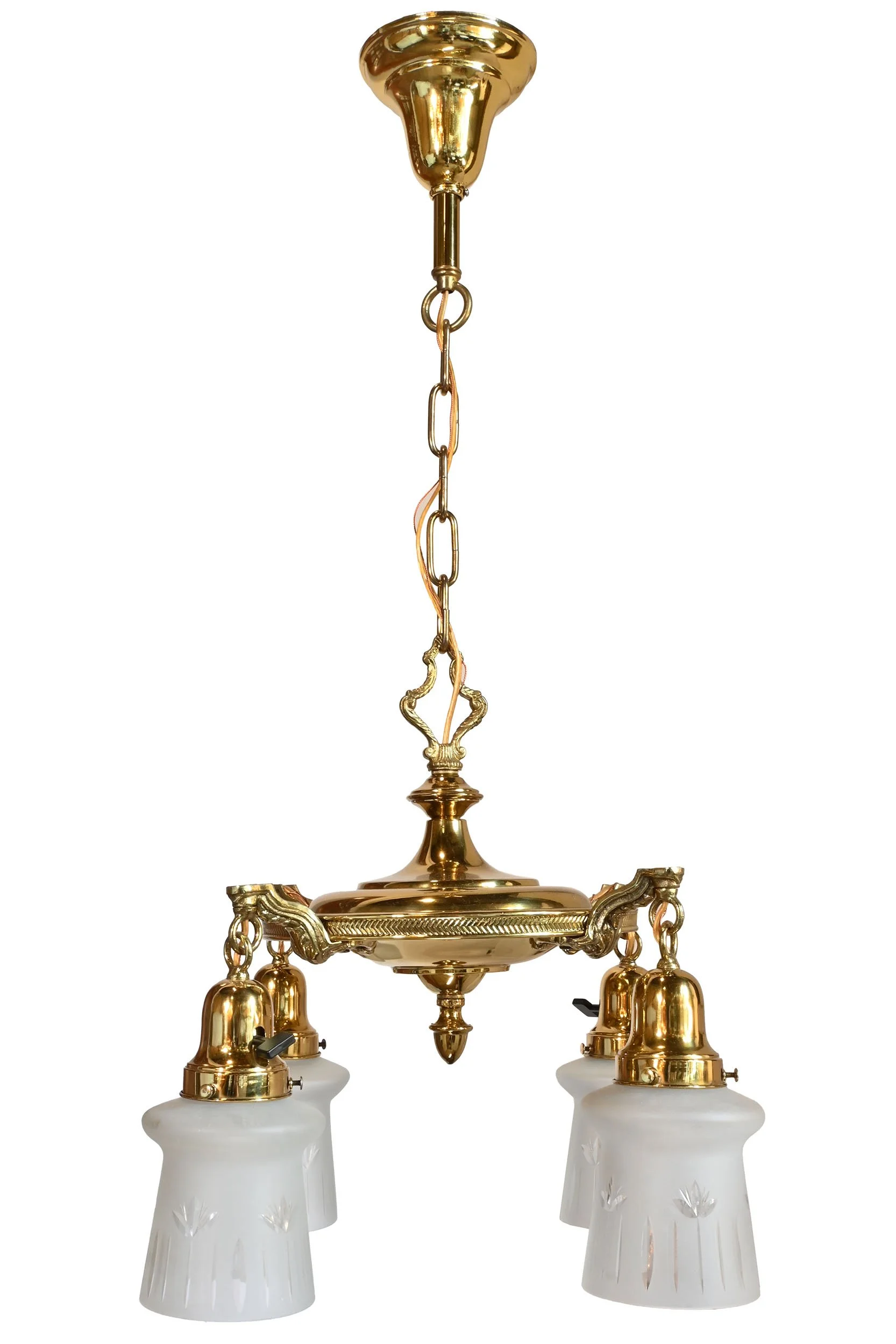26147 polished brass four light pan fixture with frosted cut shades 1.jpg