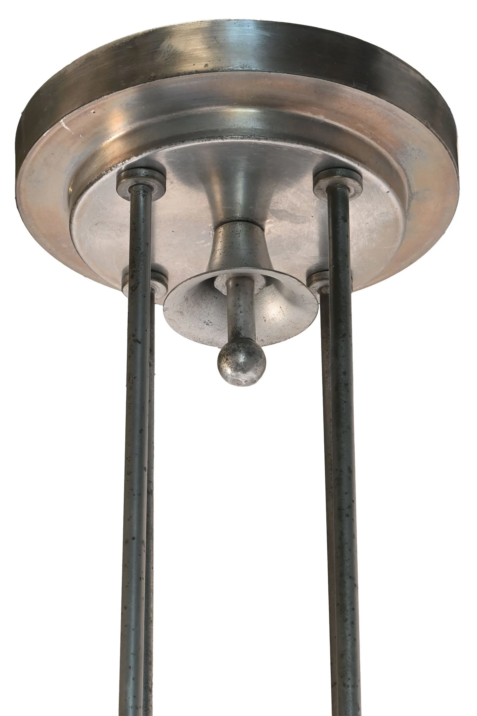 27523 tall art deco four rod aluminum drum pendant with opalescent textured glass 6.jpg