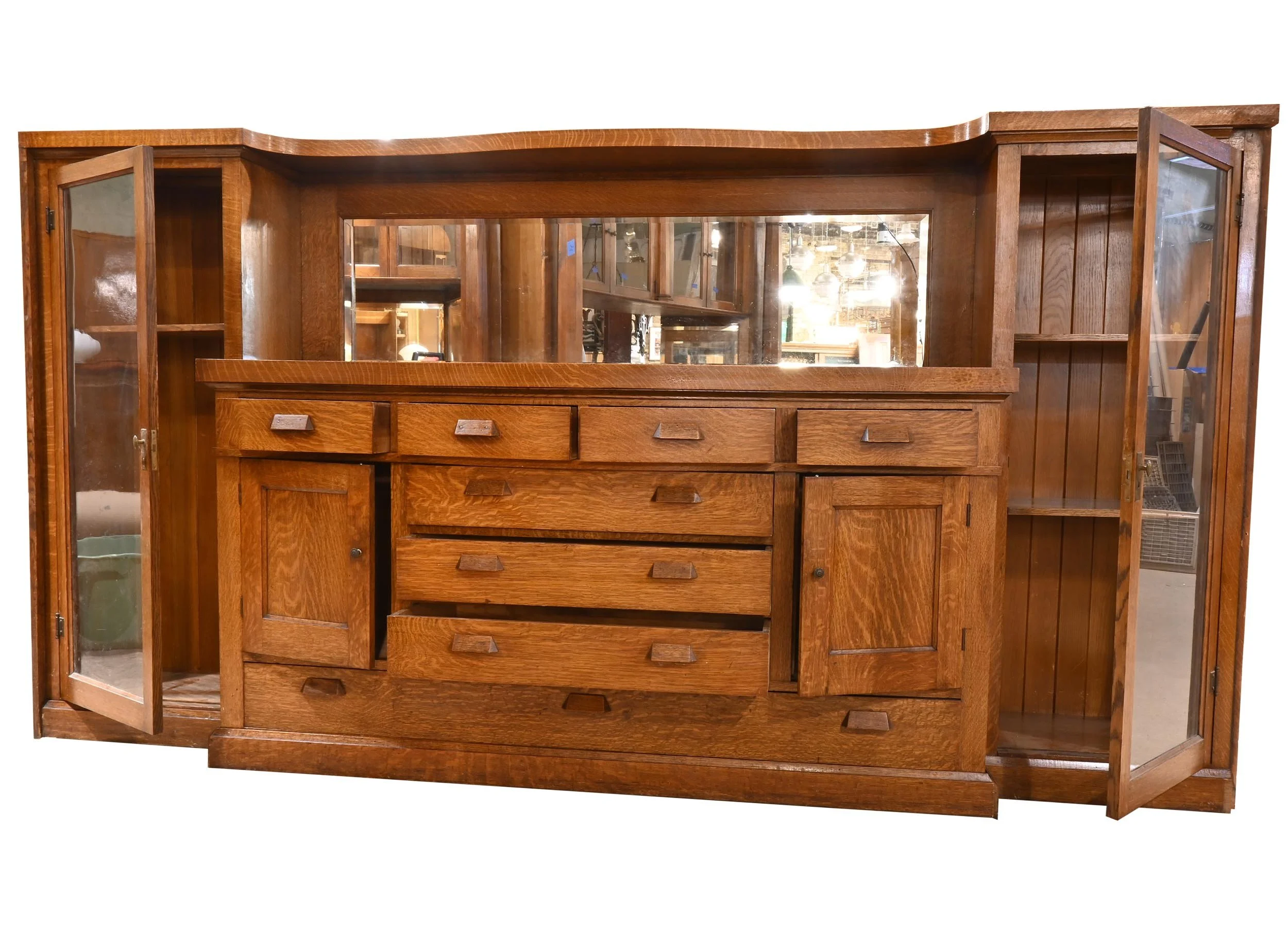25897 tiger oak built in buffet with bookcases 2.jpg