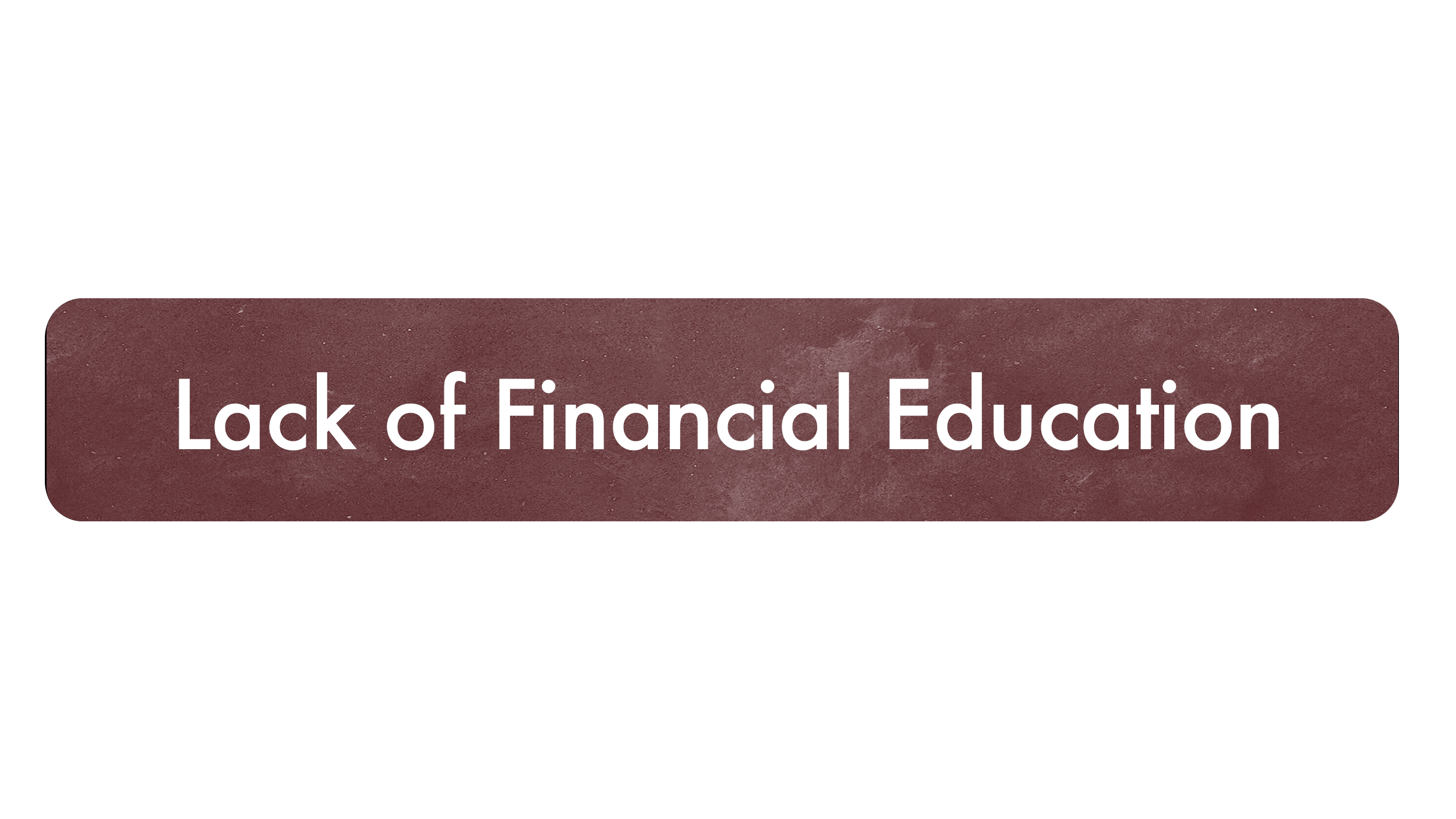 Graphic with the text 'Lack of Financial Education' on a textured maroon background.
