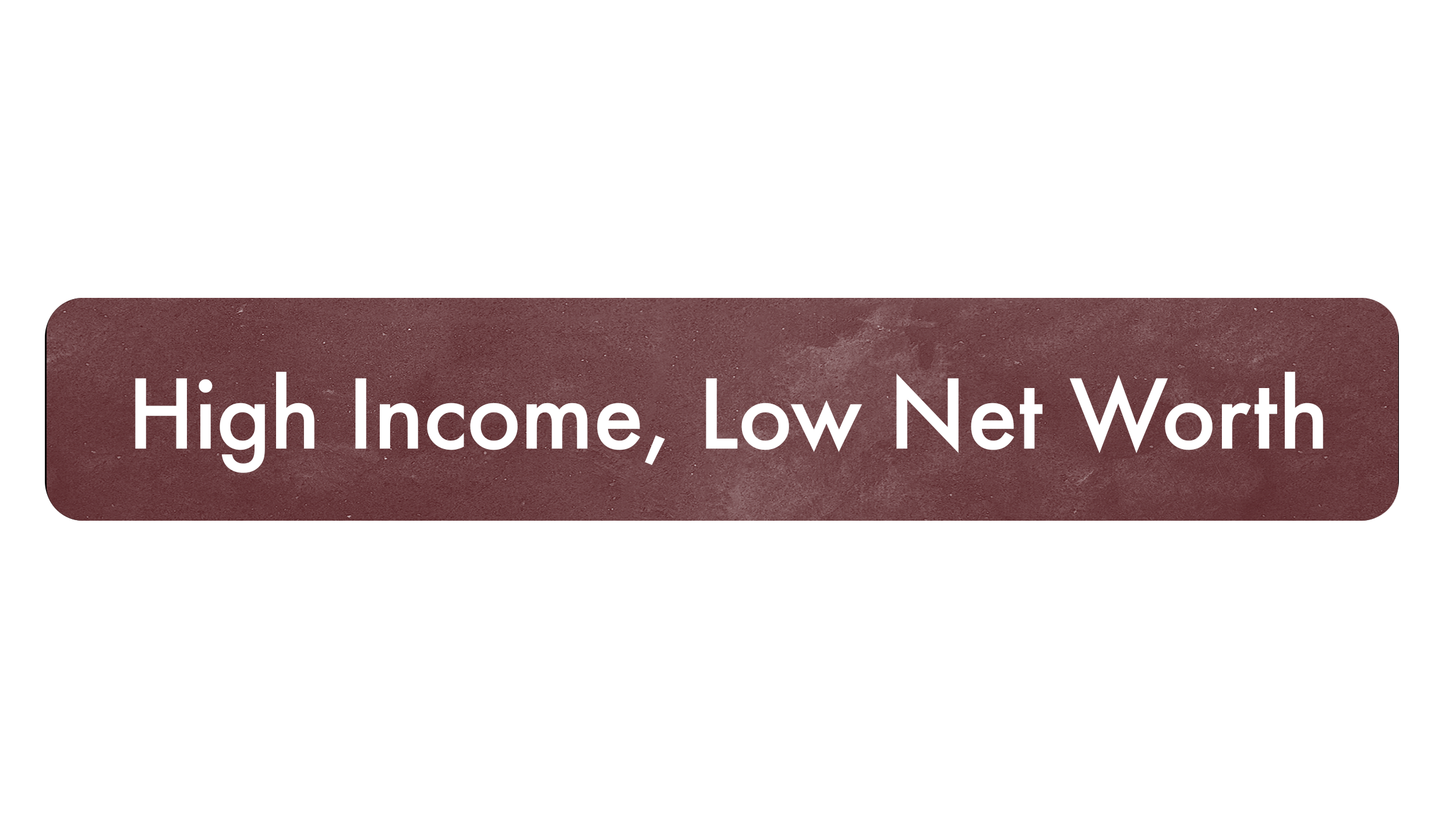 Text reading 'High Income, Low Net Worth' on a red background