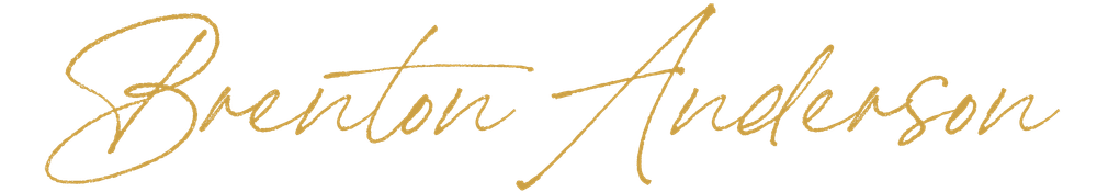 The image displays the name 'Brenton Anderson' written in elegant, gold cursive on a transparent background.