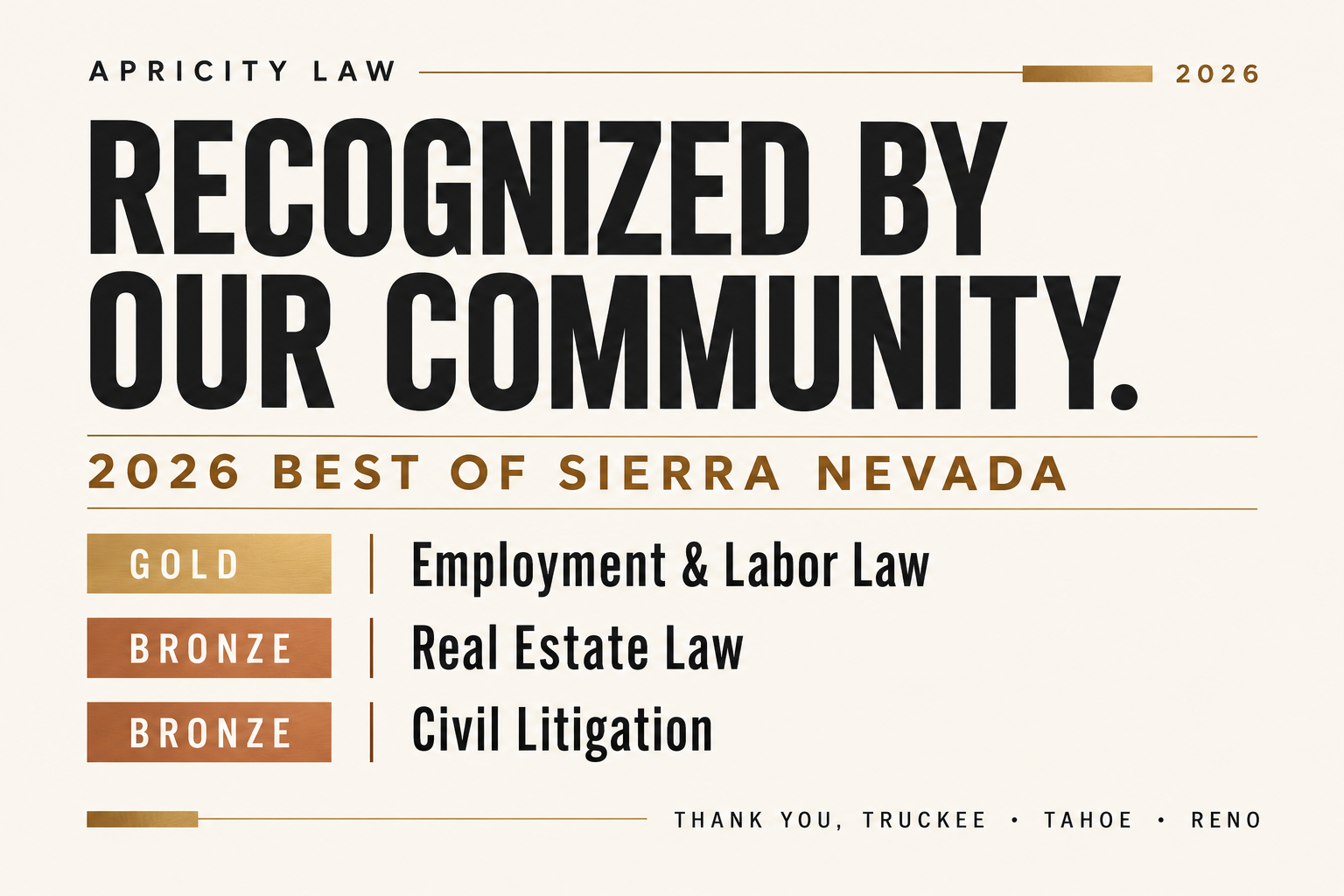 Apricity Law Named a 2026 Best of Sierra Nevada Winner