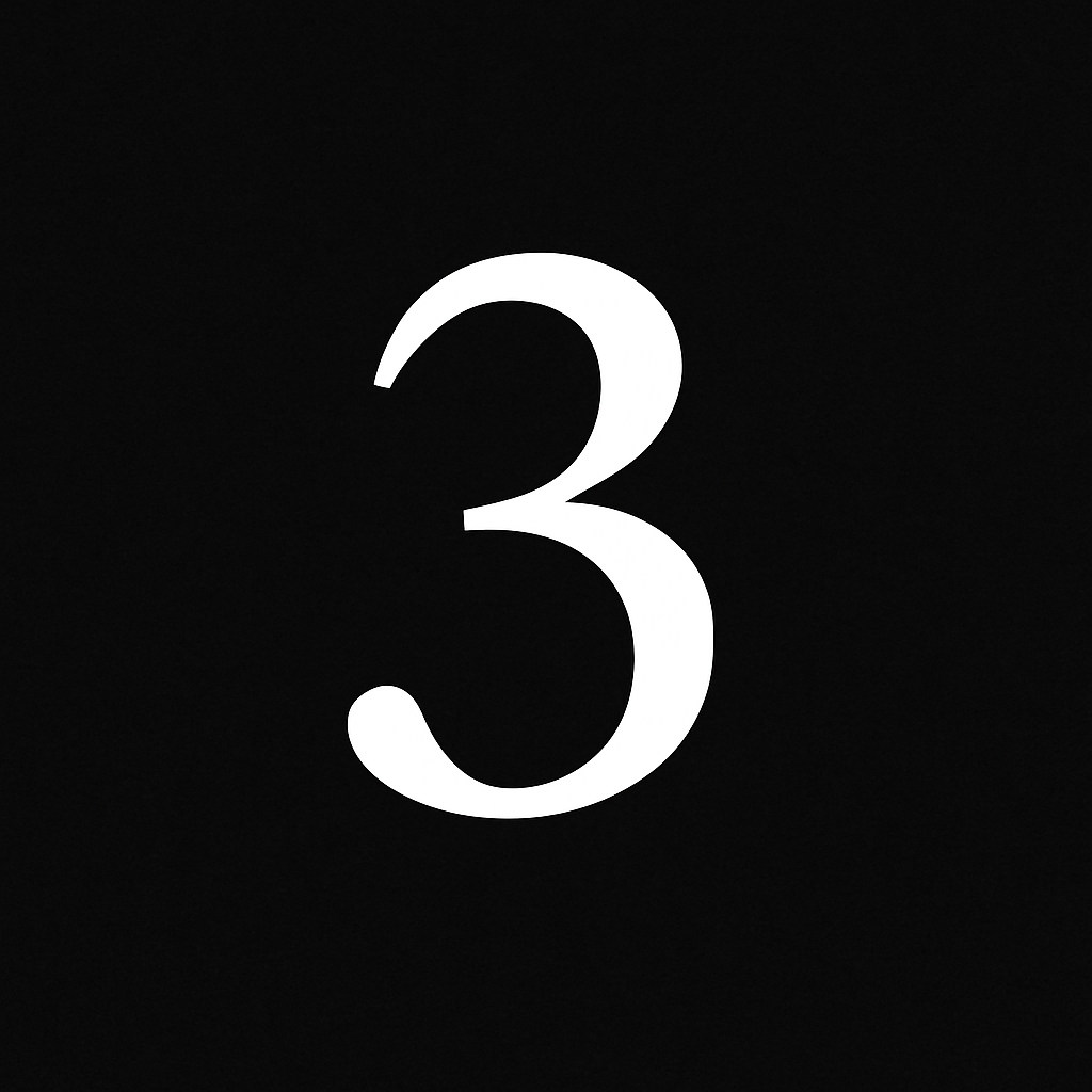 White number 3 on a black background.