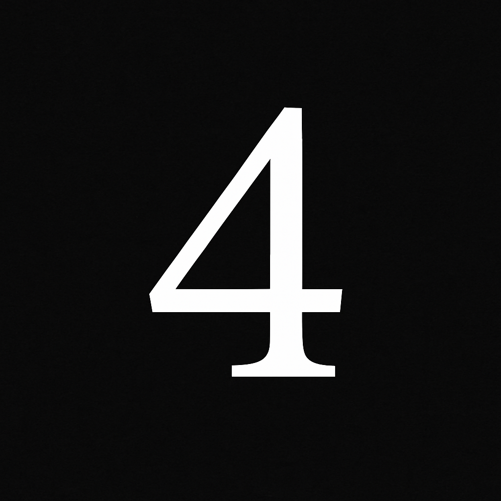 A white number 4 on a black background.