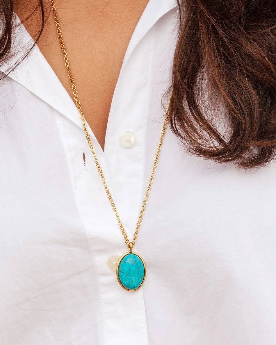 Collier Alexandrie grand modèle en turquoise d'arizona