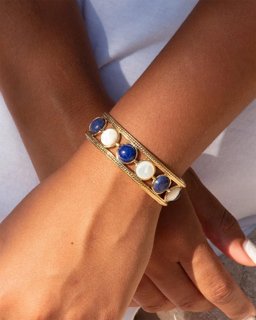 Bracelet Nefertari en lapis-lazuli et nacre