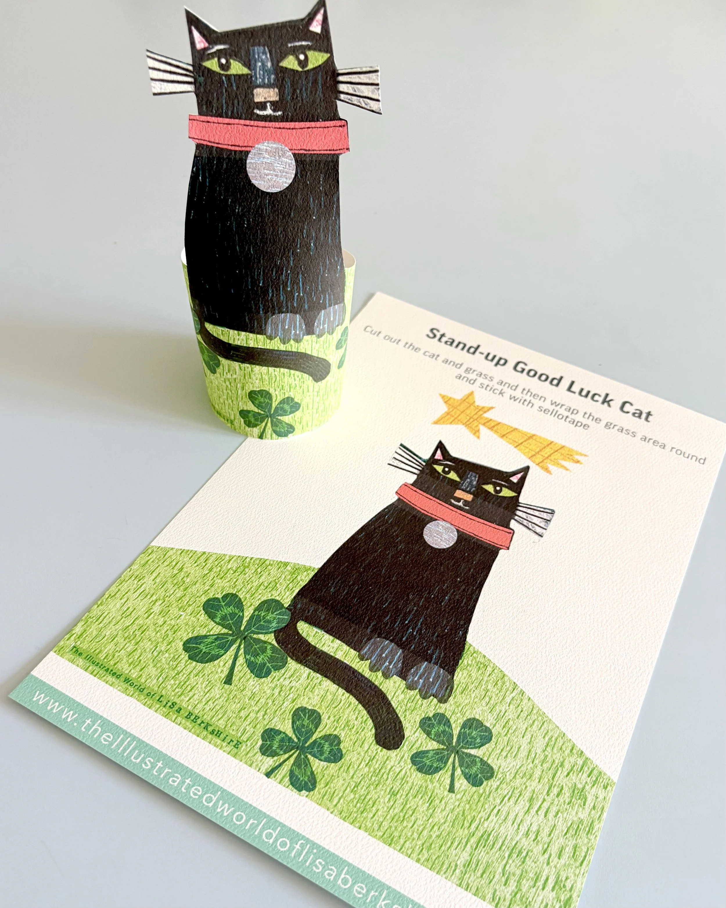Stand-up  Lucky Black Cat  illustrated paper decoration