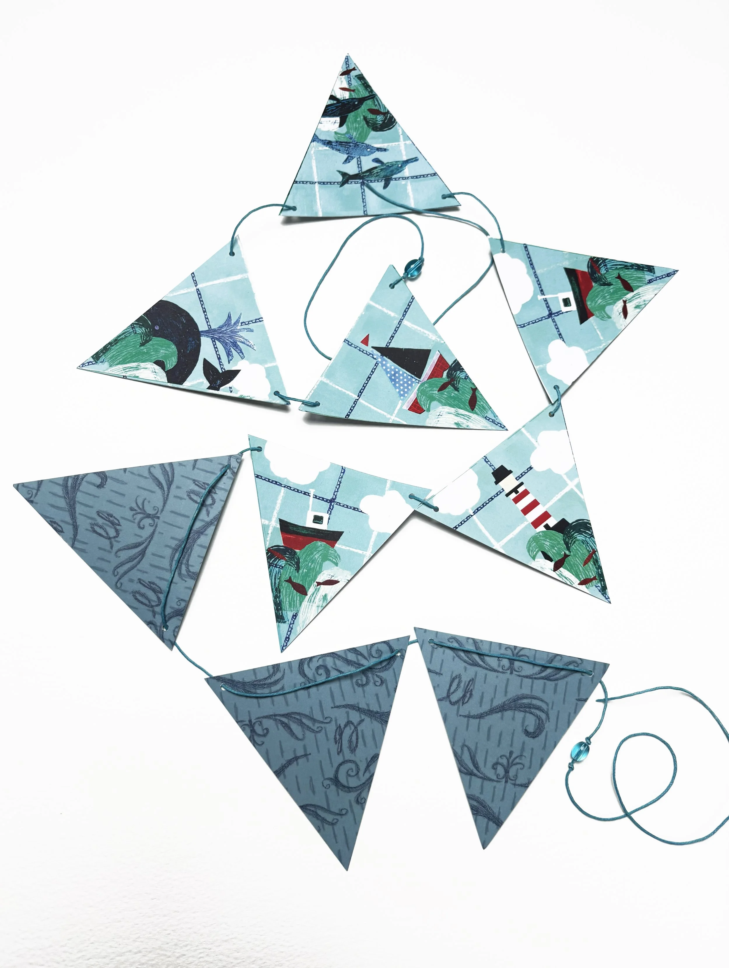 Illustrated Printed Bunting. Two Nautical themes.