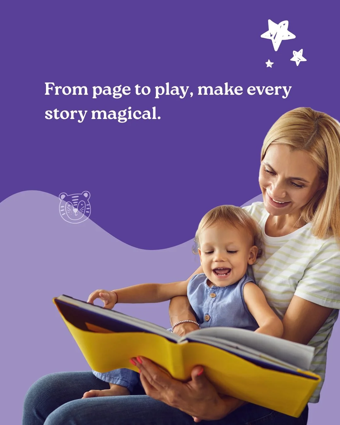 Shared reading teaches listening, memory and language skills, while introducing numbers, letters, colours and shapes all through play and stories.