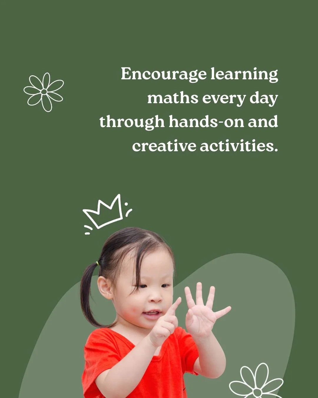 Turning maths into a creative and hands-on learning experience will not only teach your child numbers, but it will also make it fun! Simple activities like counting steps on walks or having them help measure ingredients when baking will help encourag