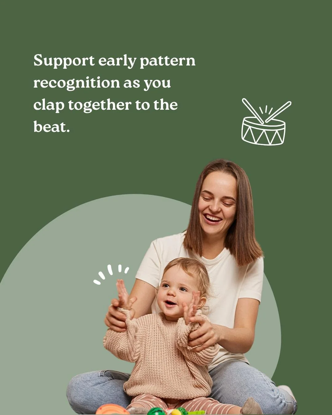 Clapping to a steady beat and gently rocking to a lullaby help young children experience rhythm in a physical, meaningful way. Through repeated patterns and predictable movement, they begin to recognise sequences, building foundations for early mathe