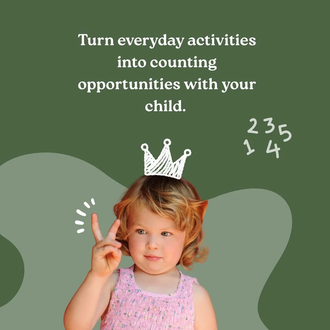 Counting doesn't have to feel like 'learning time'. It can happen in the everyday - counting your steps, the apples, the toys. 

Simple, everyday moments make a big difference.
