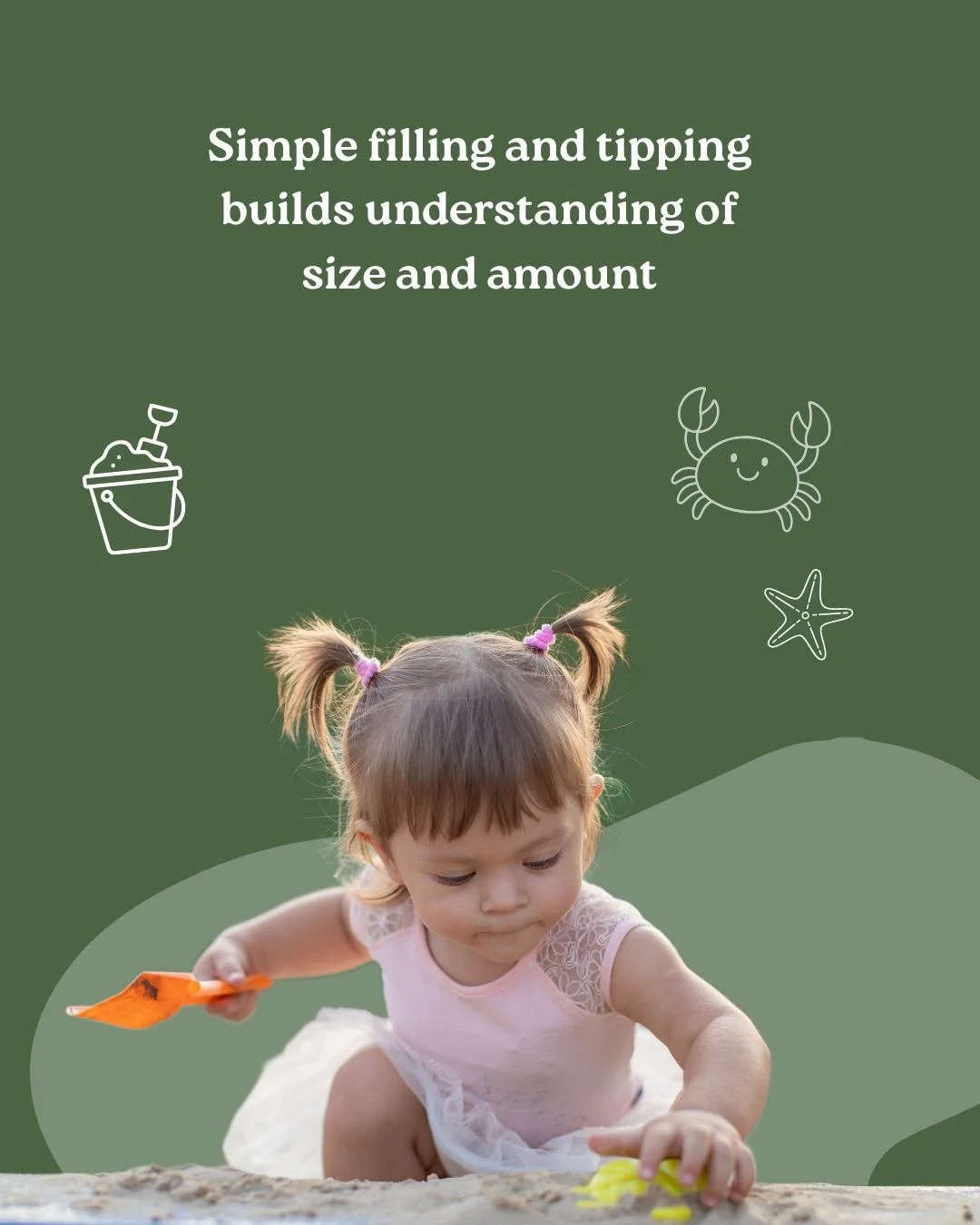 Through simple filling and tipping, children discover how much things hold, comparing sizes and exploring volume in a natural, hands-on way. These small, repeated actions build early mathematical thinking while supporting coordination and focus.

Tip