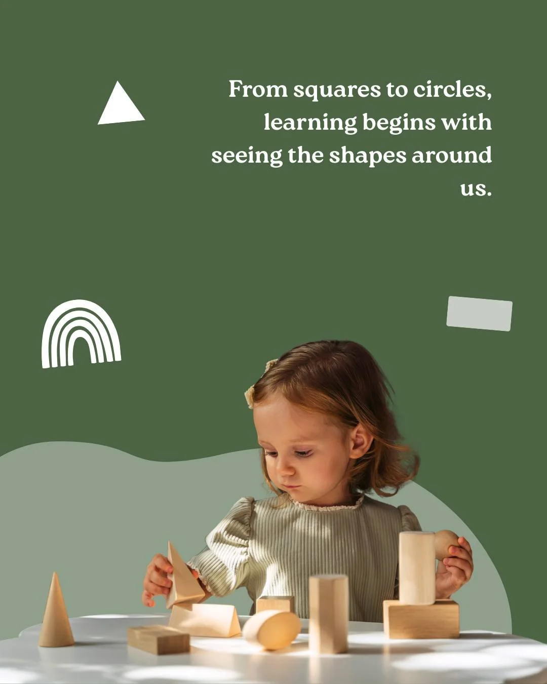 Help your child discover shapes in everyday life by naming and describing what they see. These simple interactions support early maths skills, language development, and curiosity about the world around them.

What shapes can you spot today?