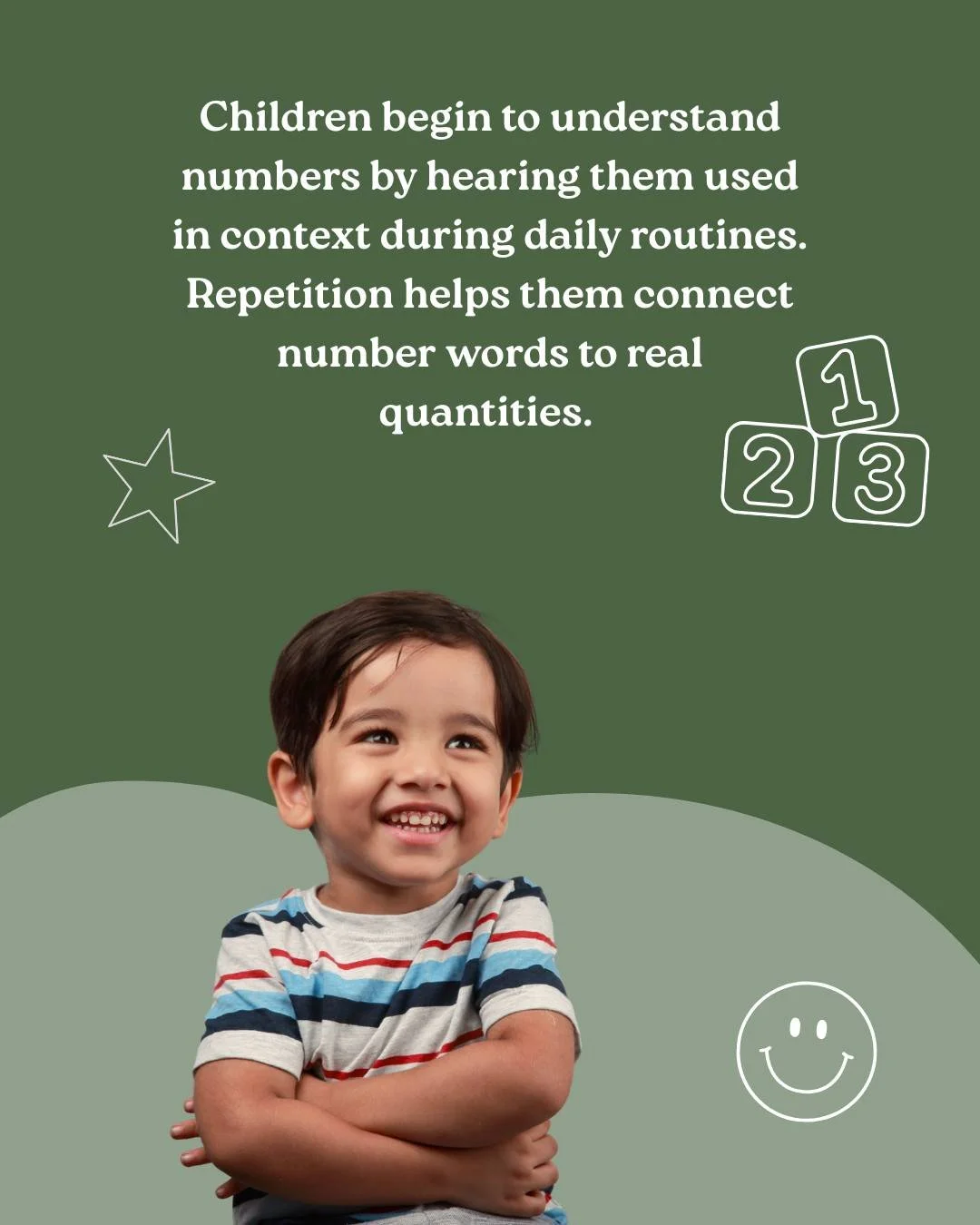 Counting memories and milestones! Little minds connect number words to real-world magic just by listening to you during daily routines. Keep talking, keep counting, and watch them grow!