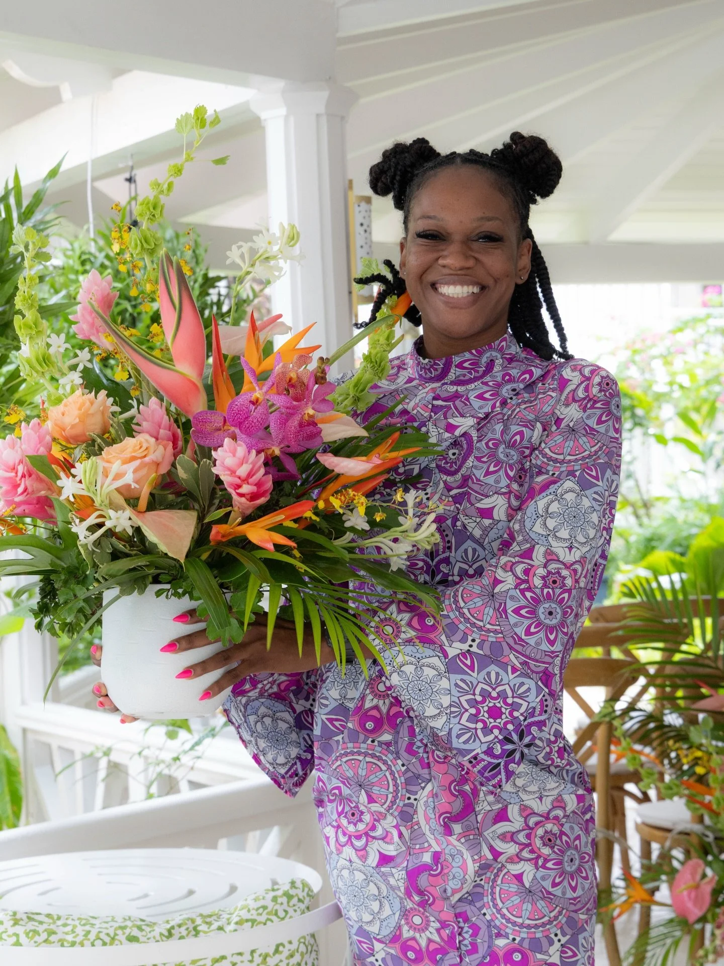 So pretty. Flowers for the sweetest of brides &amp; the happiest of weddings being put in position in the north patio by Shaneyce, Brian &amp; Katisha.