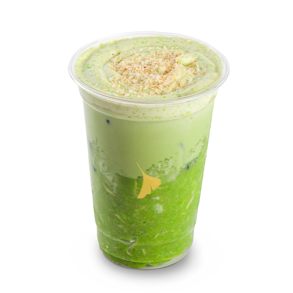 Green sticky rice matcha latte
