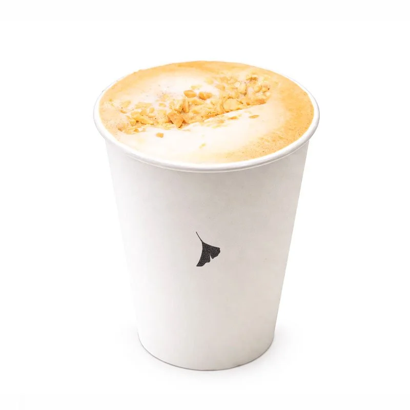 Banana peanut butter latte (hot) · $6.95