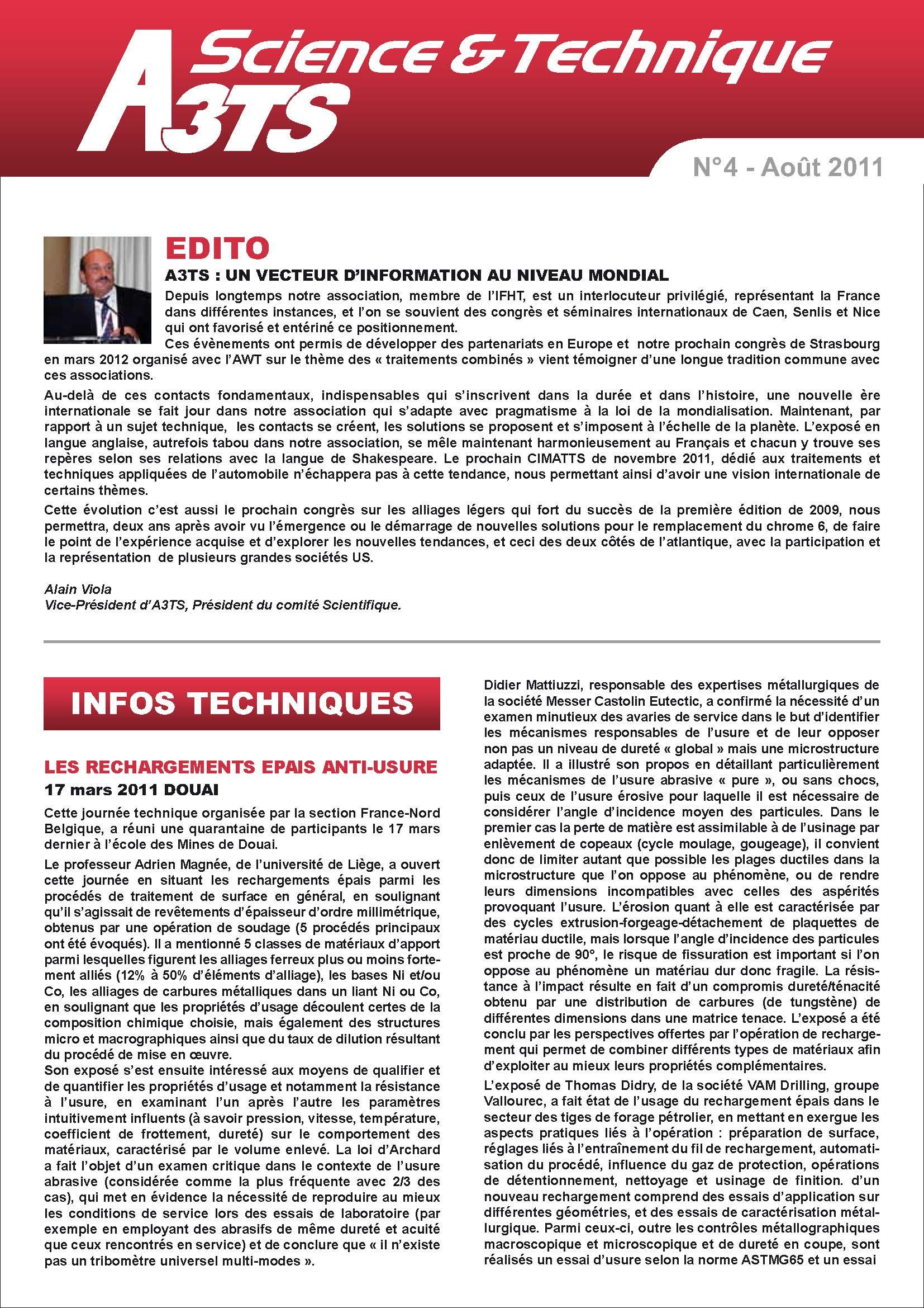 A3TS Science and Technique N°4 - August 2011