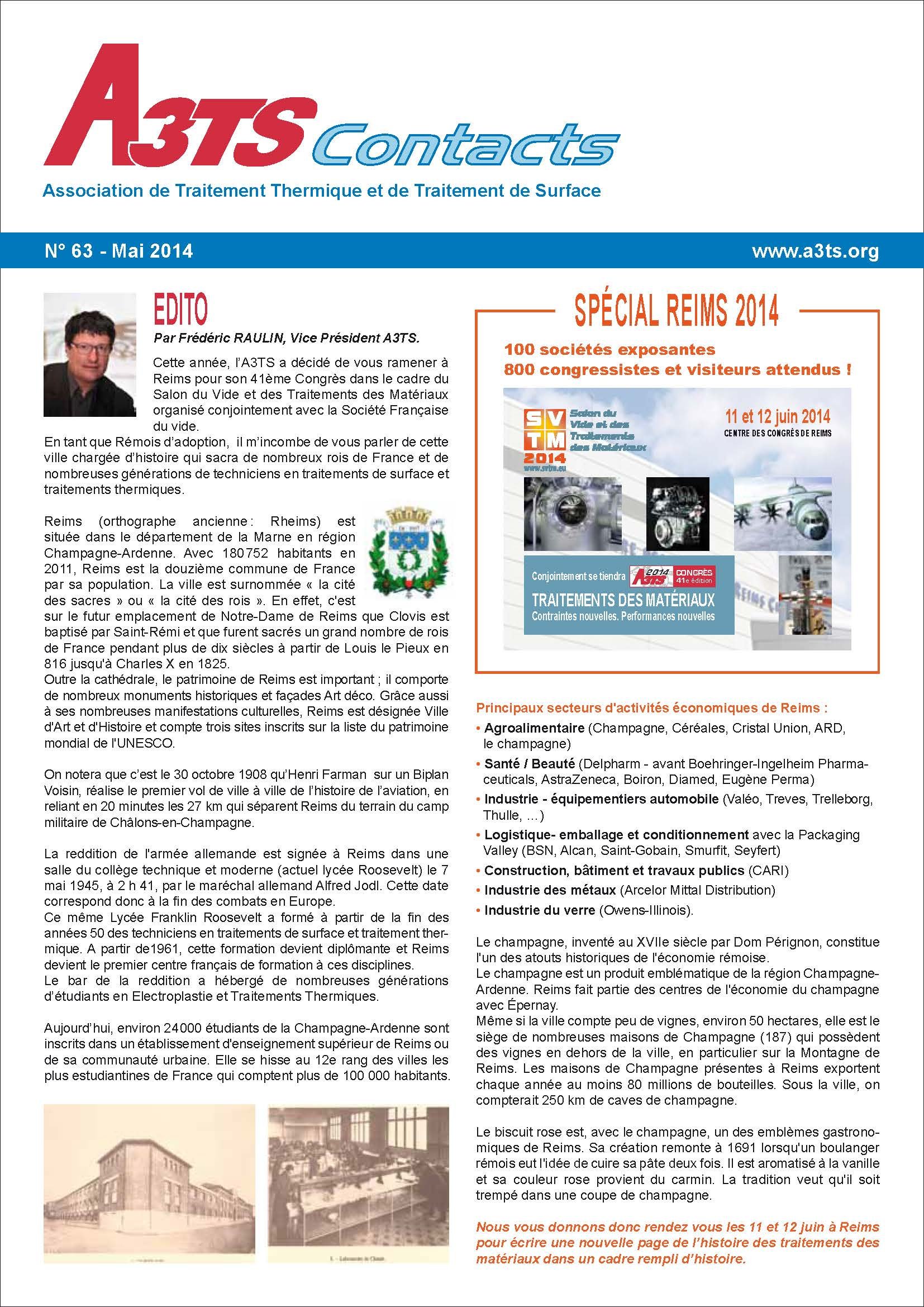 A3TS Contacts N°63 - May 2014