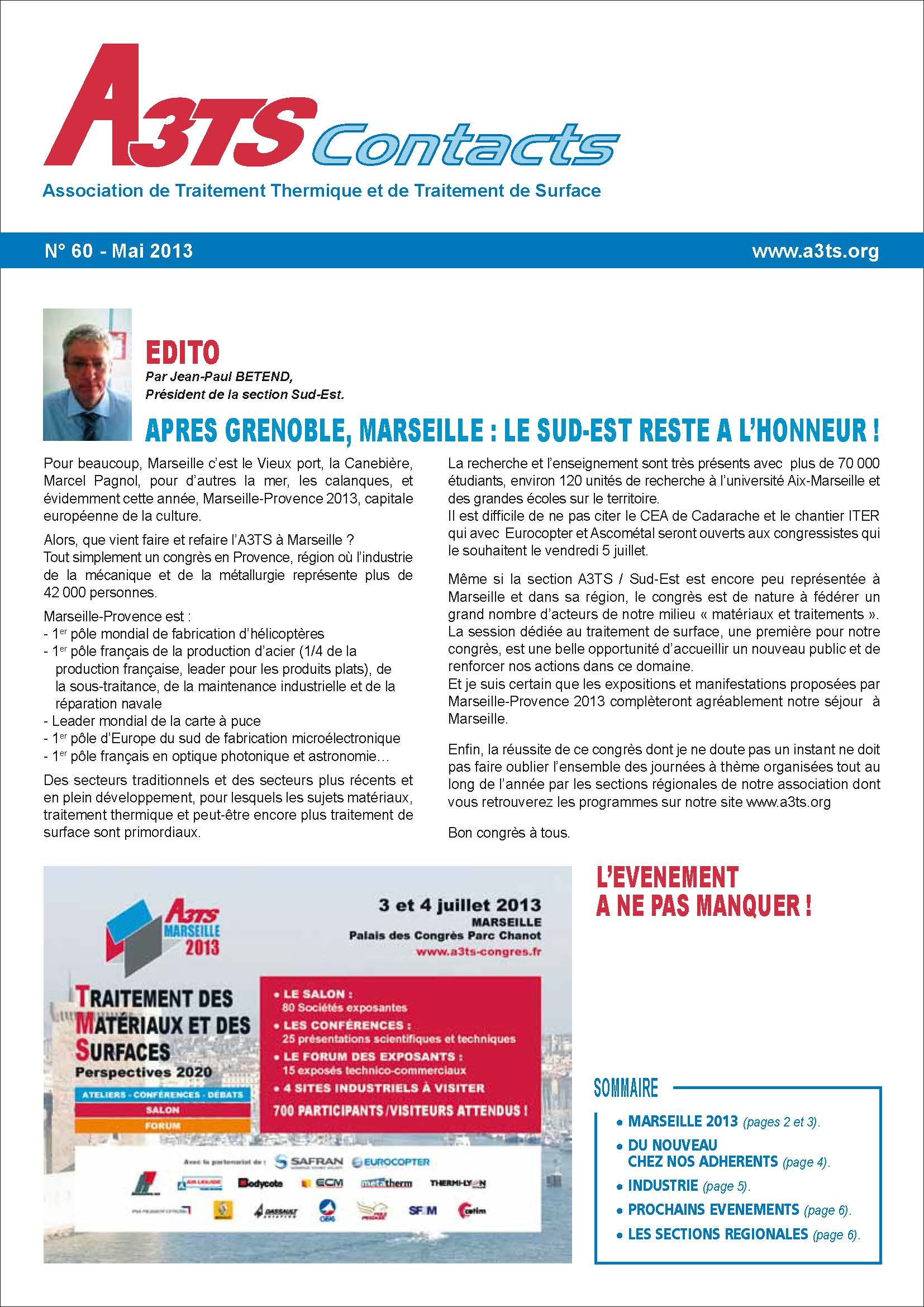 A3TS Contacts N°60- May 2013