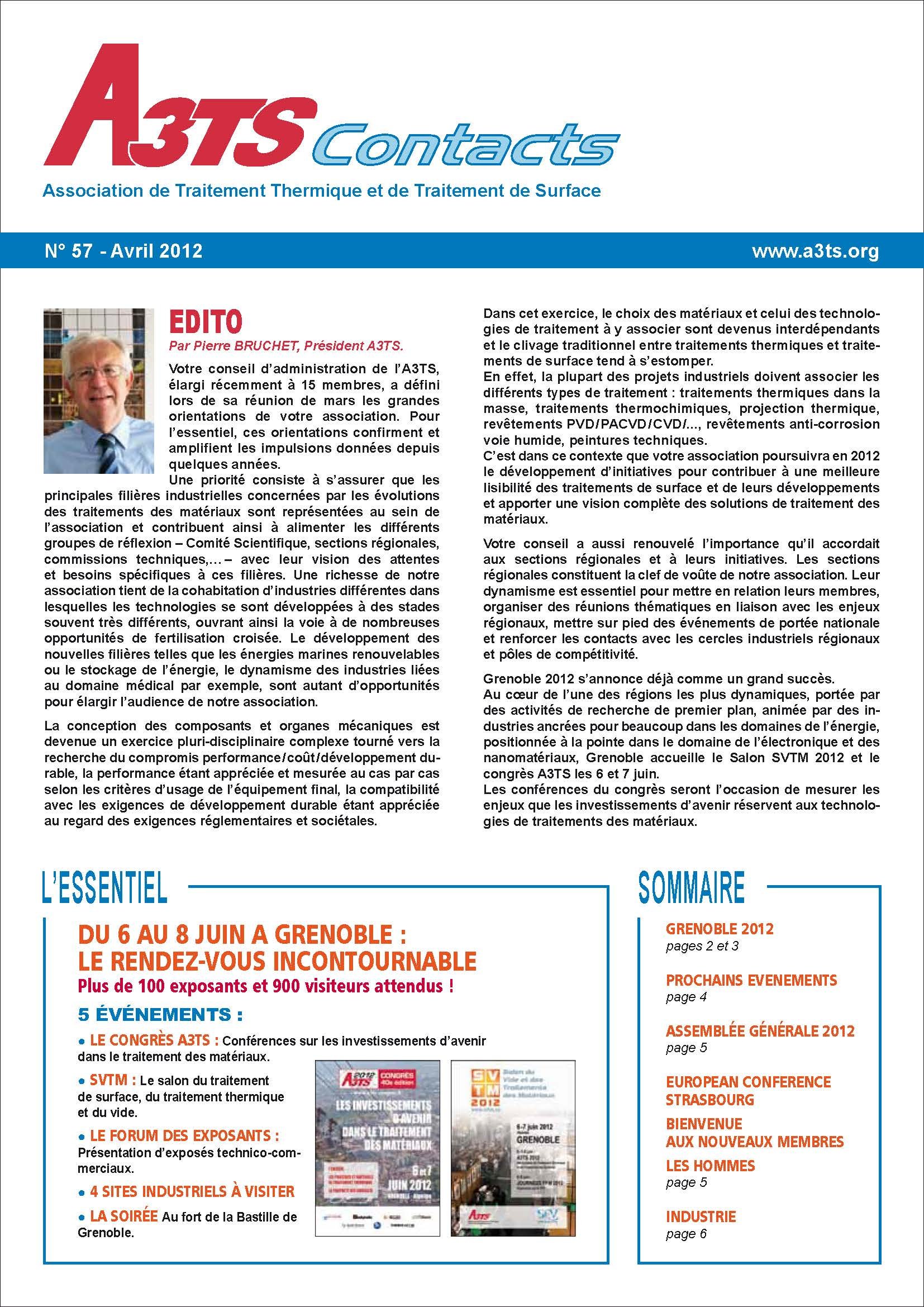 A3TS Contacts N°57 - April 2012