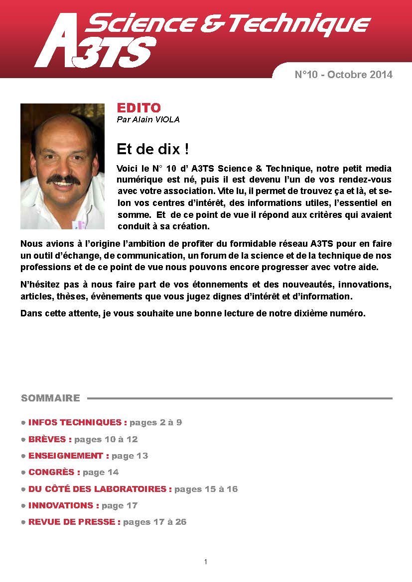 A3TS Science and Technique N°10 - October 2014