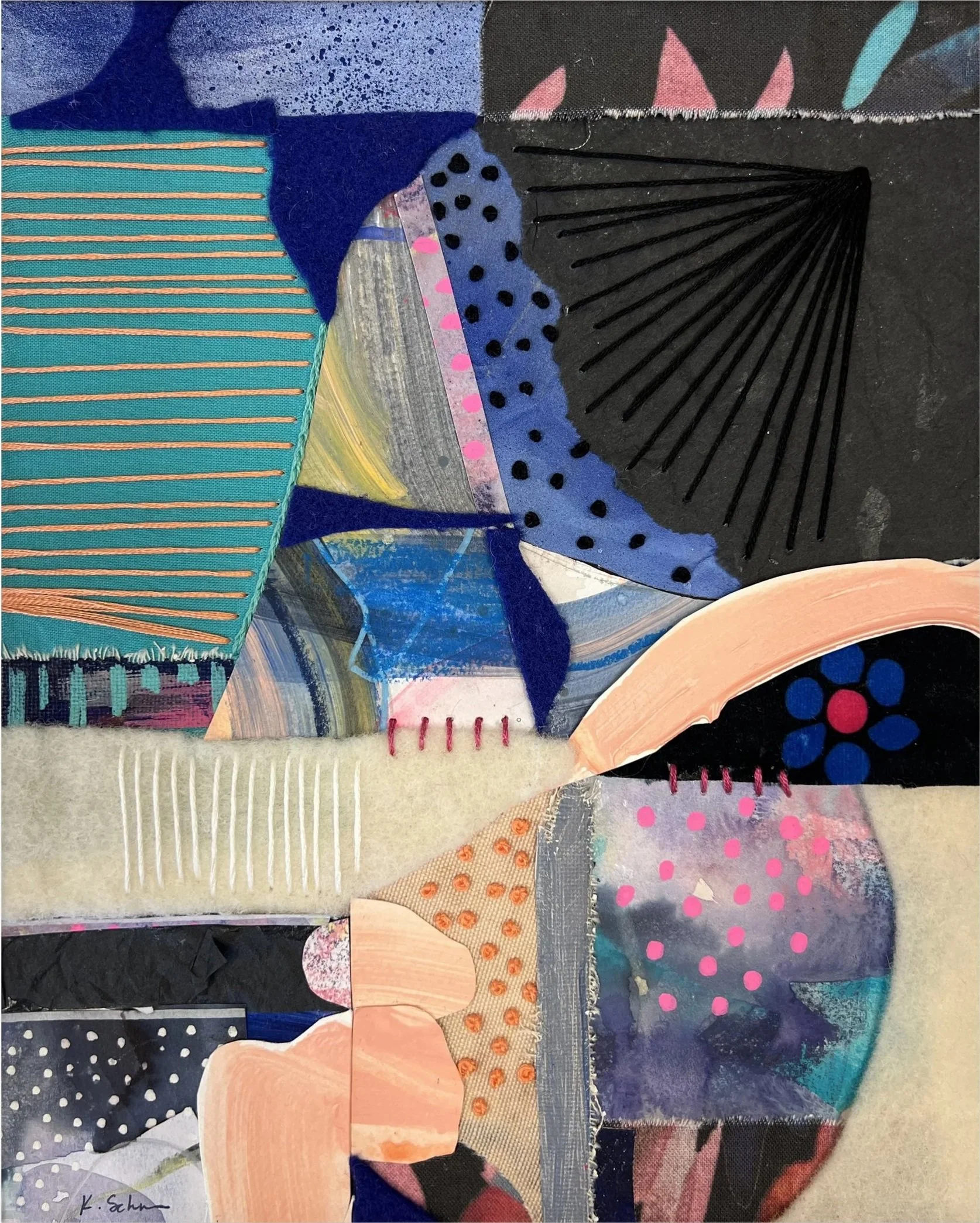 Frolicking Together No. 1, 2023, mixed media on canvas, 10x8 in.