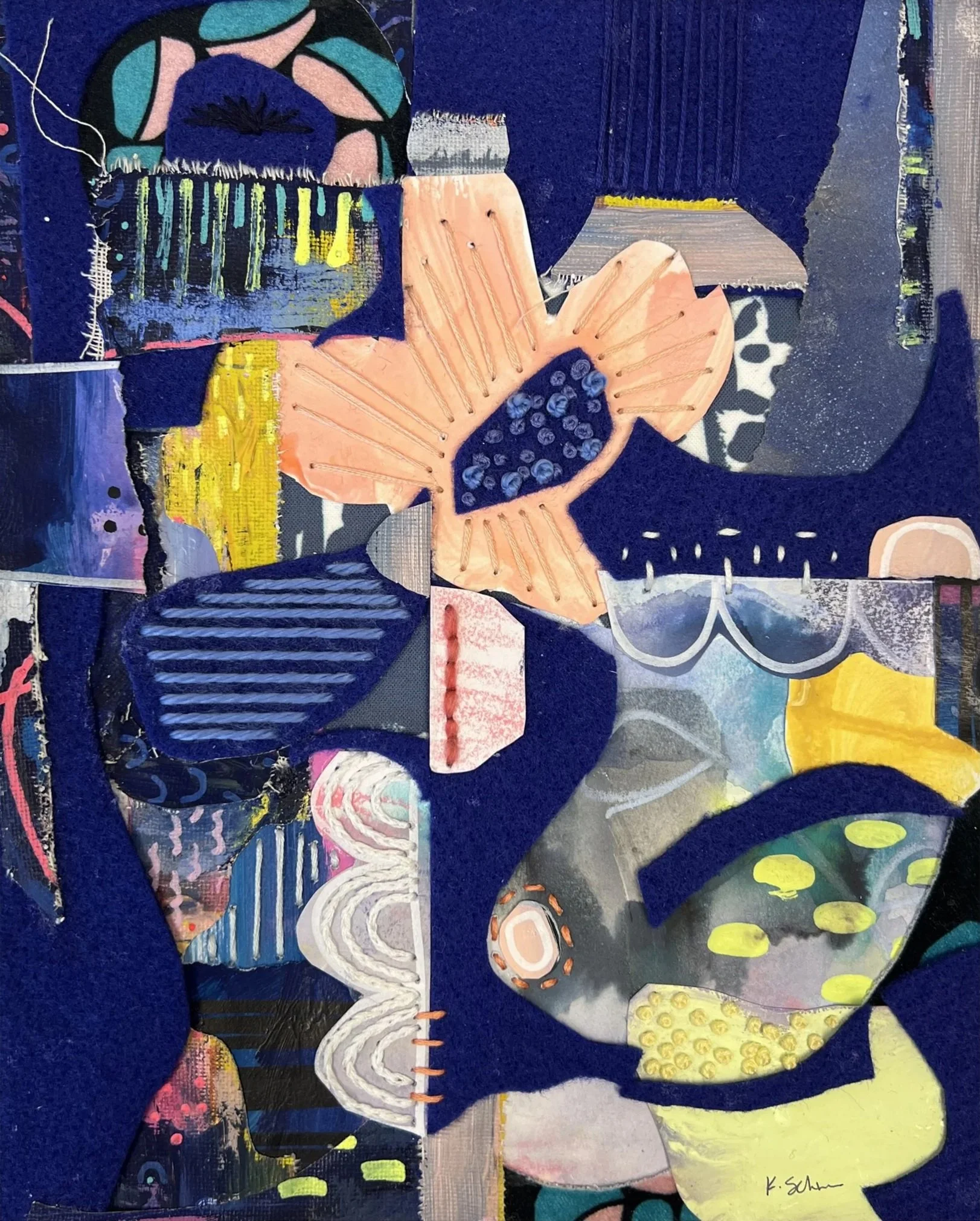 Frolicking Together No. 2, 2023, mixed media on canvas, 10x8 in.