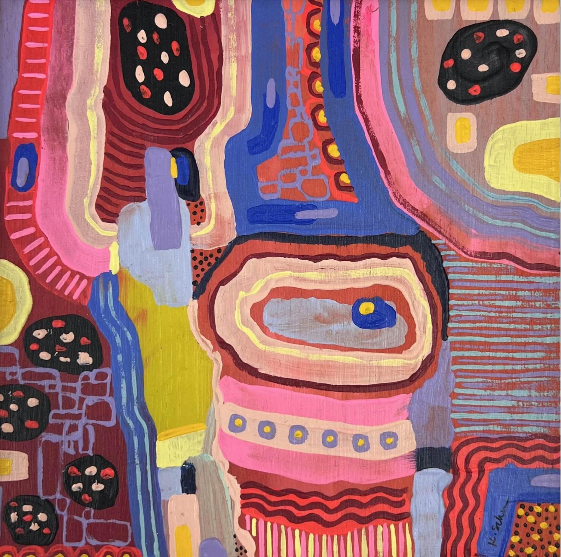 Scratch Disk Full, 2024, acrylic paint on wood panel, 6x6 in. 