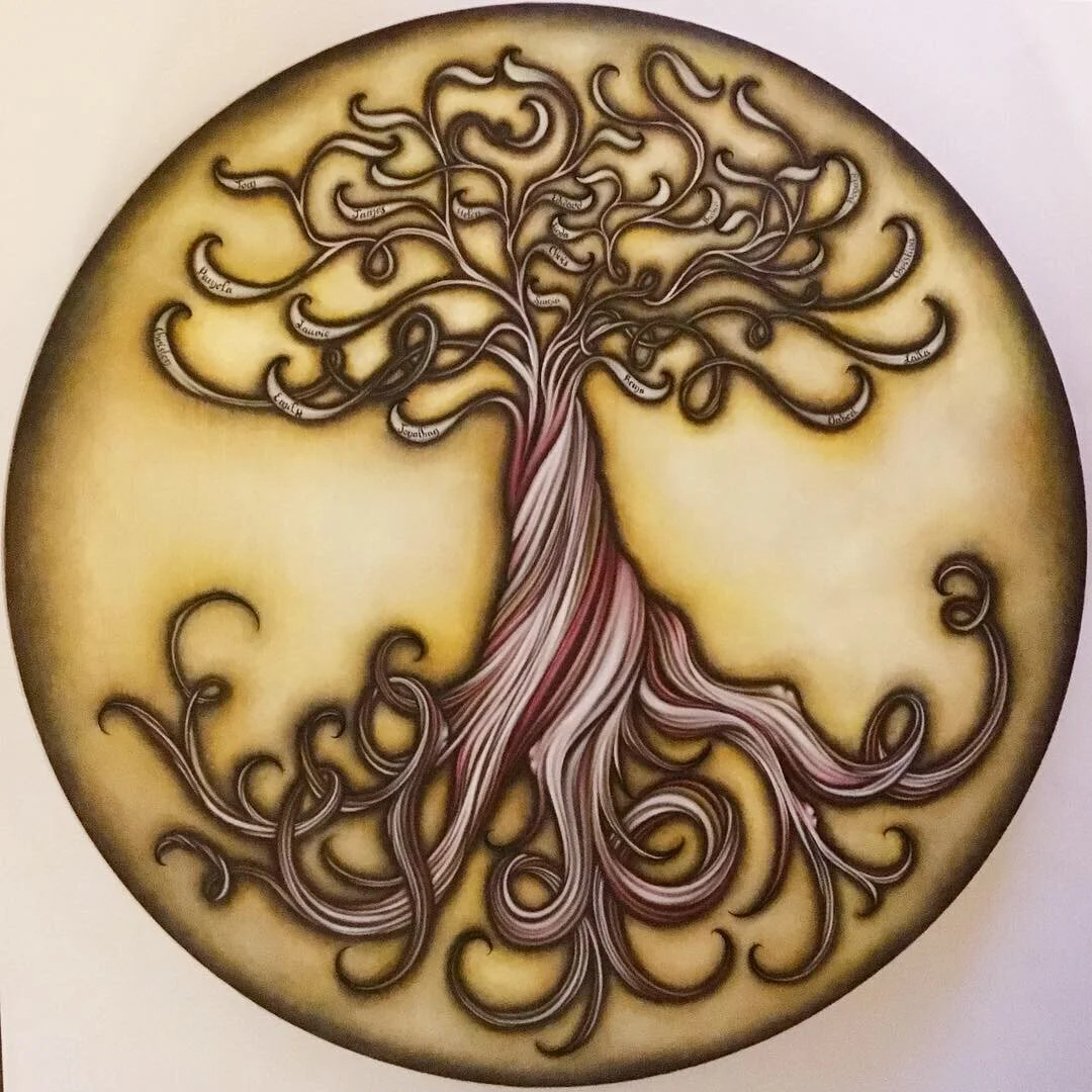 Oil paint on treated wood, 17.5" in diameter. 2018