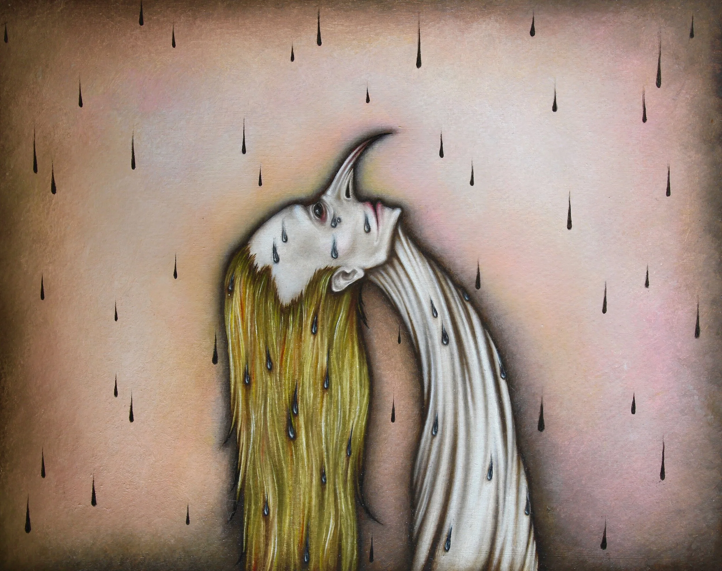 Oil paint on treated paper, 8"x10". 2021