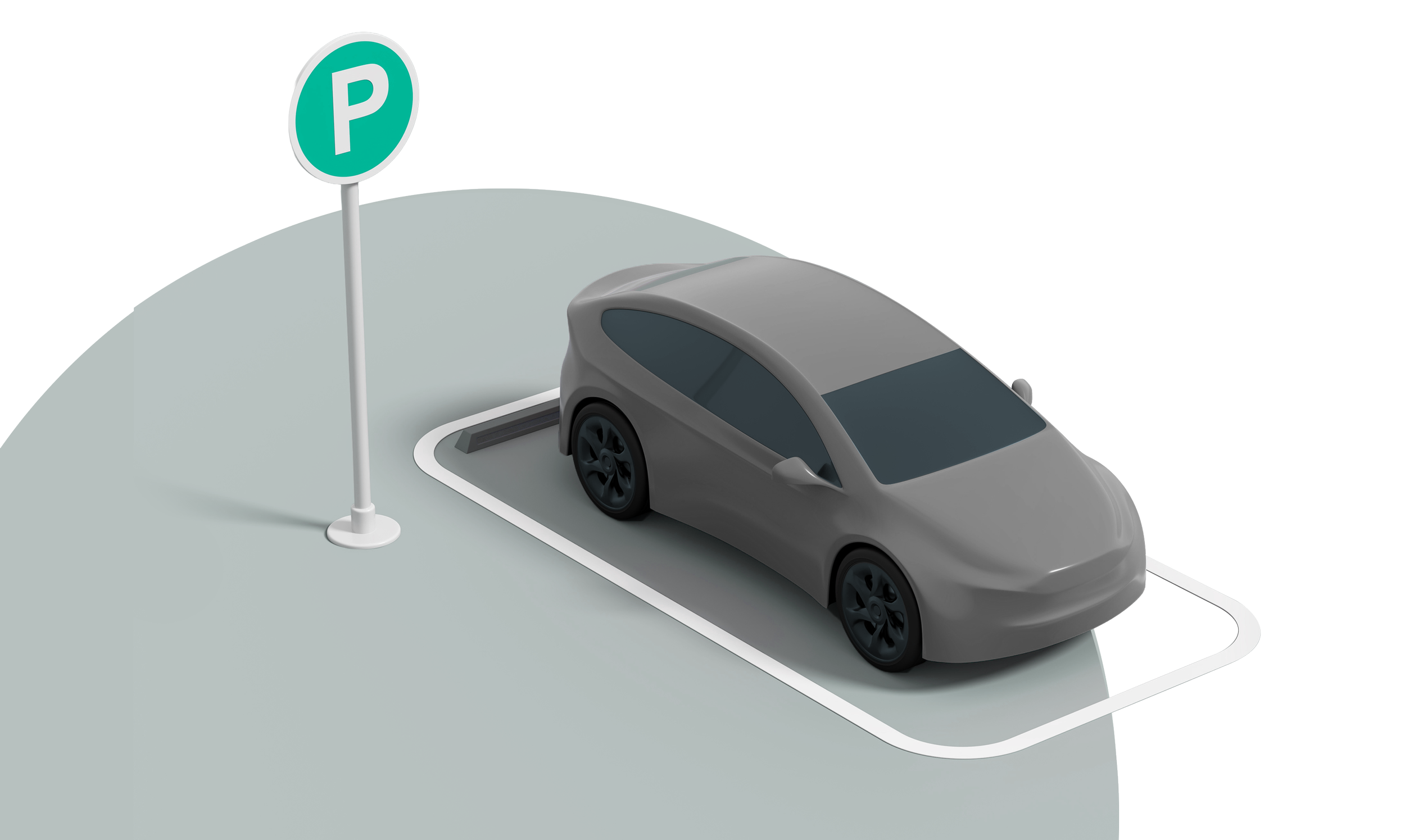 Isometric car parking with P parking sign