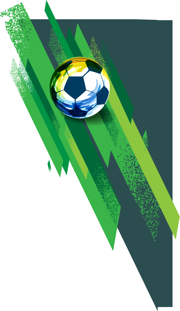 Soccer ball in front of brush strokes