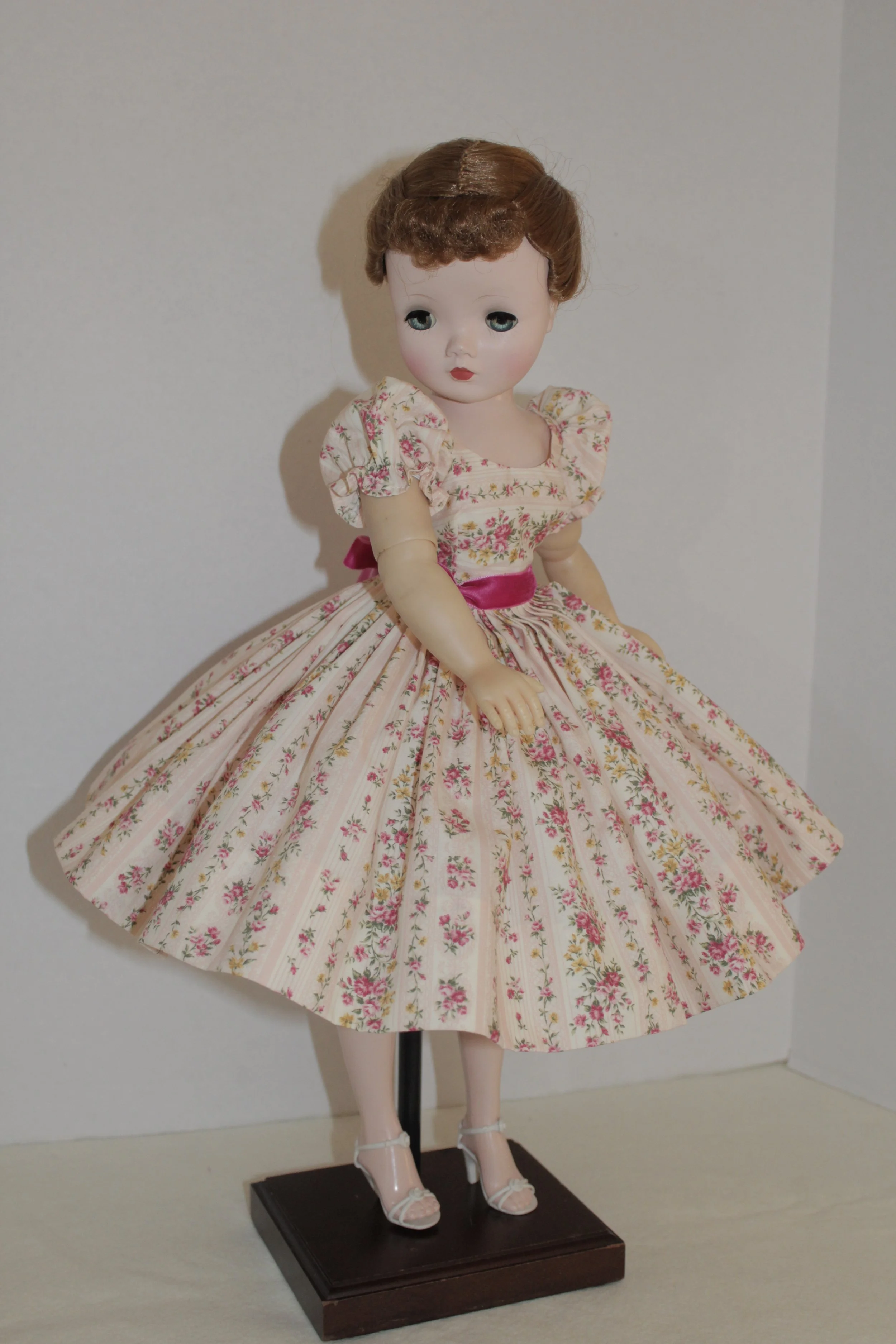 Pink Puffed Sleeve Wallpaper Print Dress for Cissy *FREE Ship*