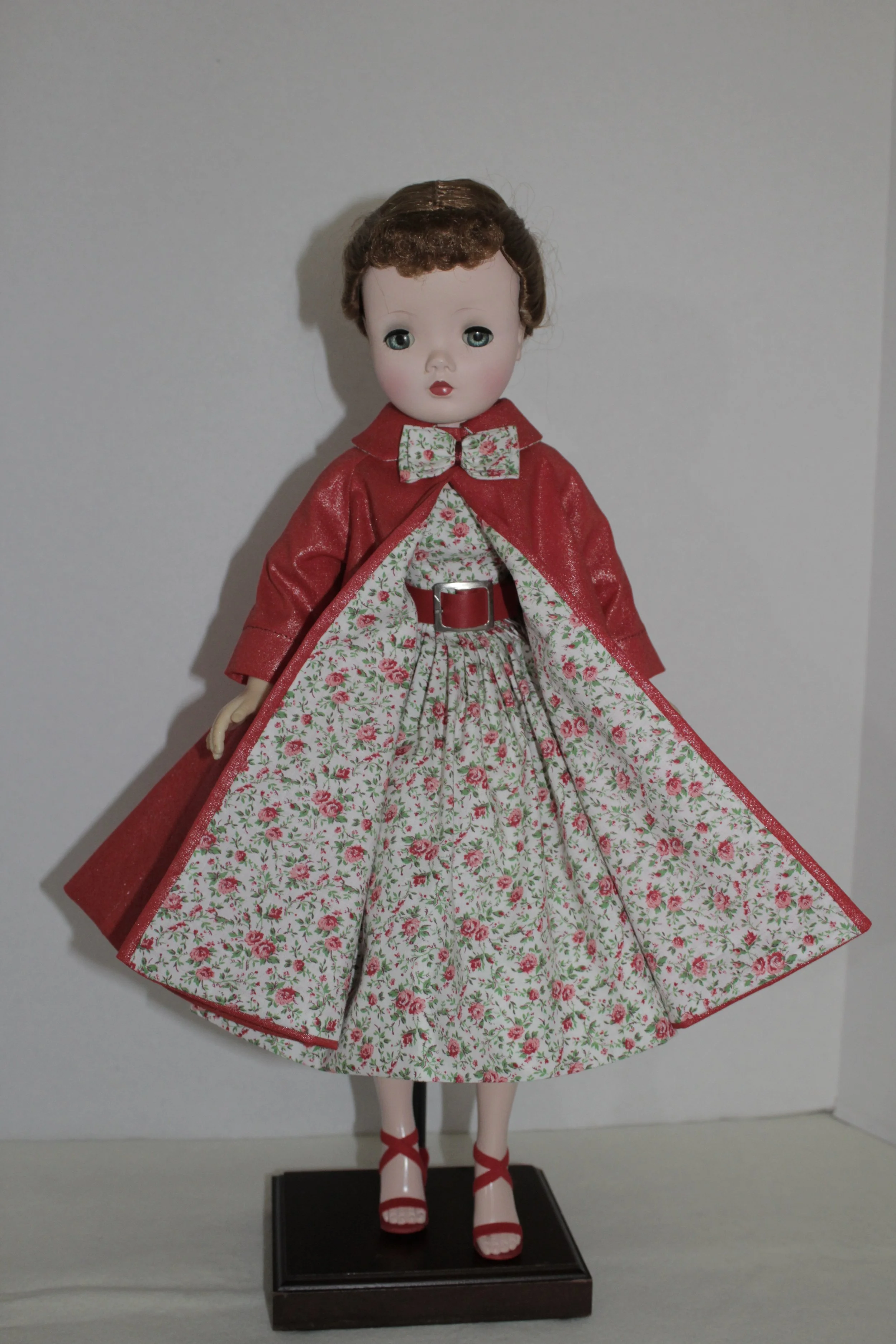 Red Cotton Swing Coat & Rosebud Day Dress for Cissy