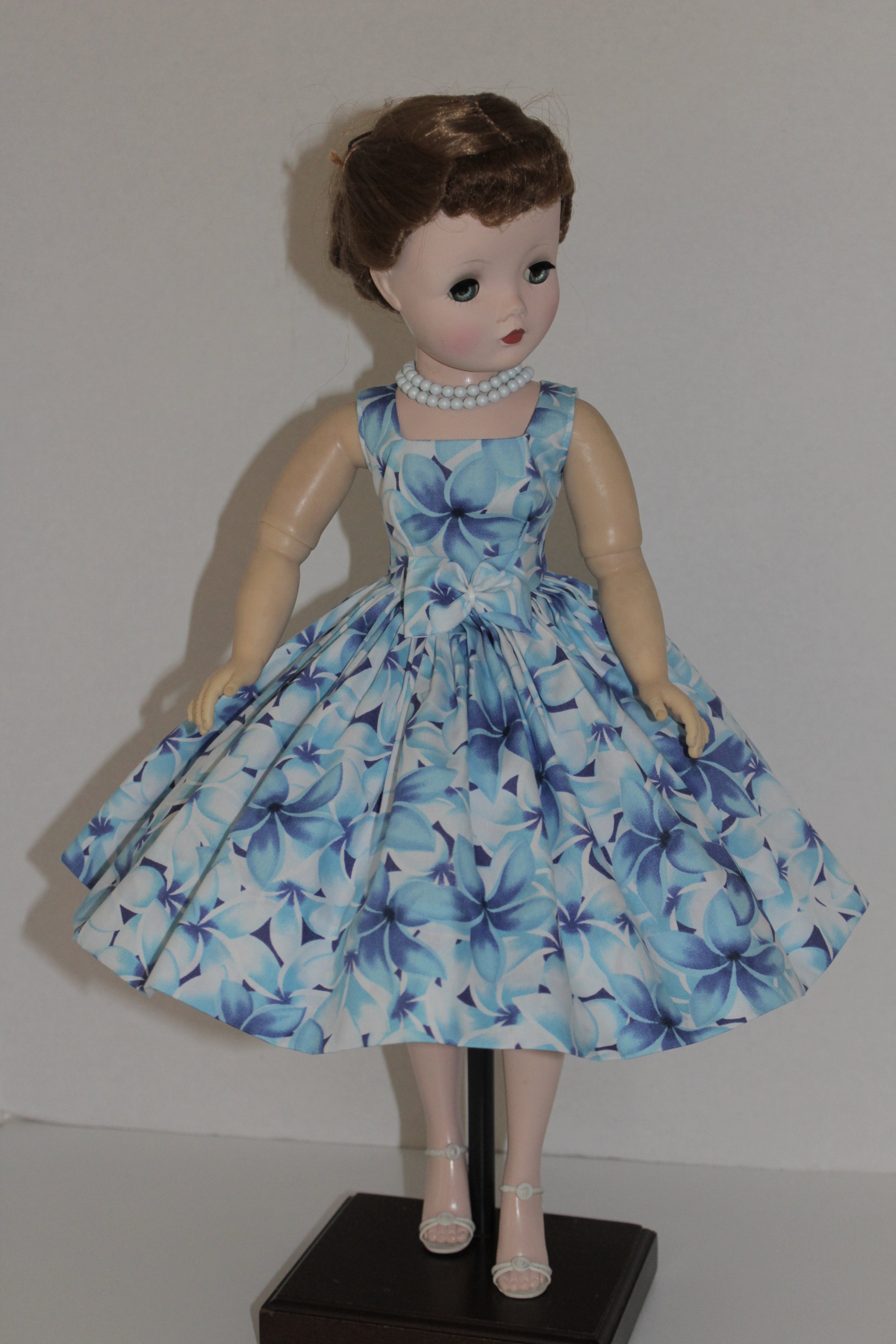 Blue "Tropical" Print Sun Dress w/ Swarovski Necklace for Cissy