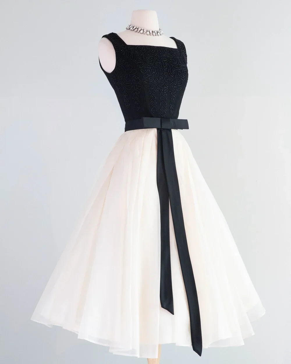 Black Velvet & Chiffon Cocktail Dress.webp