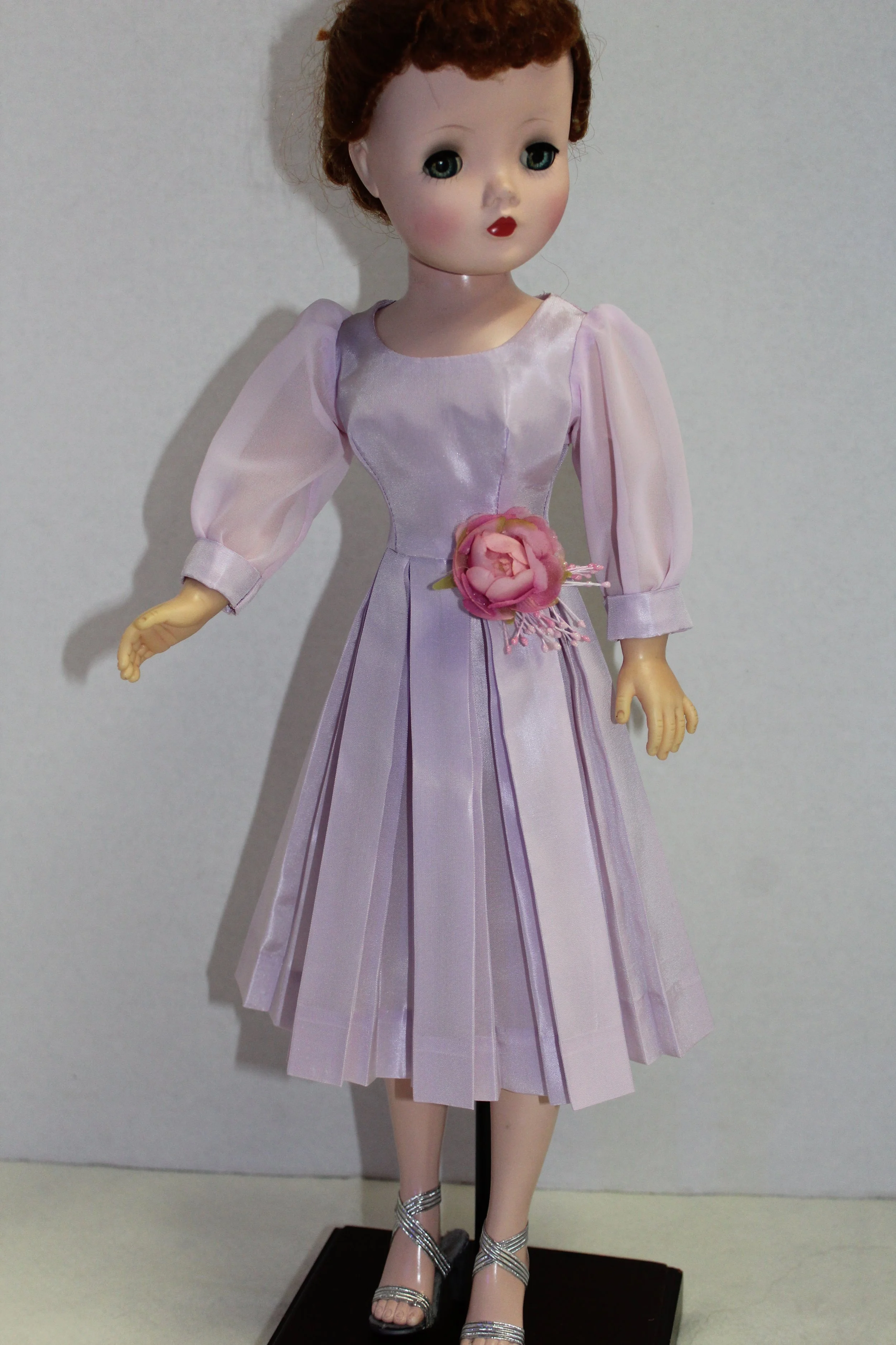 Orchid Taffeta Dress w/ Pleated Skirt & Chiffon Sleeves for Cissy