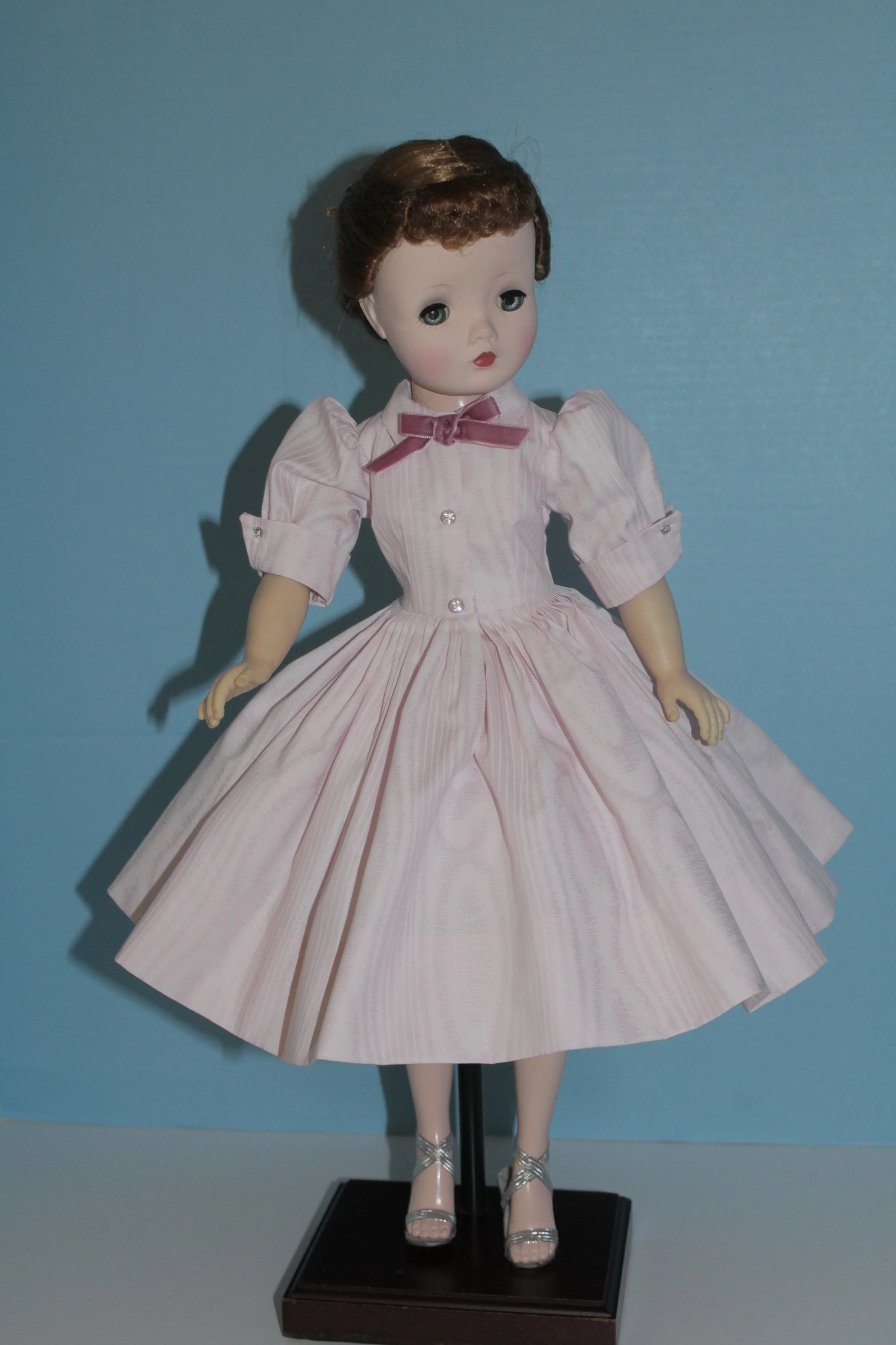 Repro of Cissy 1959 Cotton Moiré Shirtwaist Dress done  in Pink Cotton Moiré